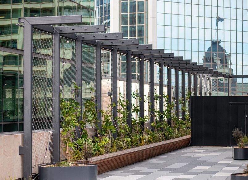 PWC Skydeck - tensile mesh foliage screen