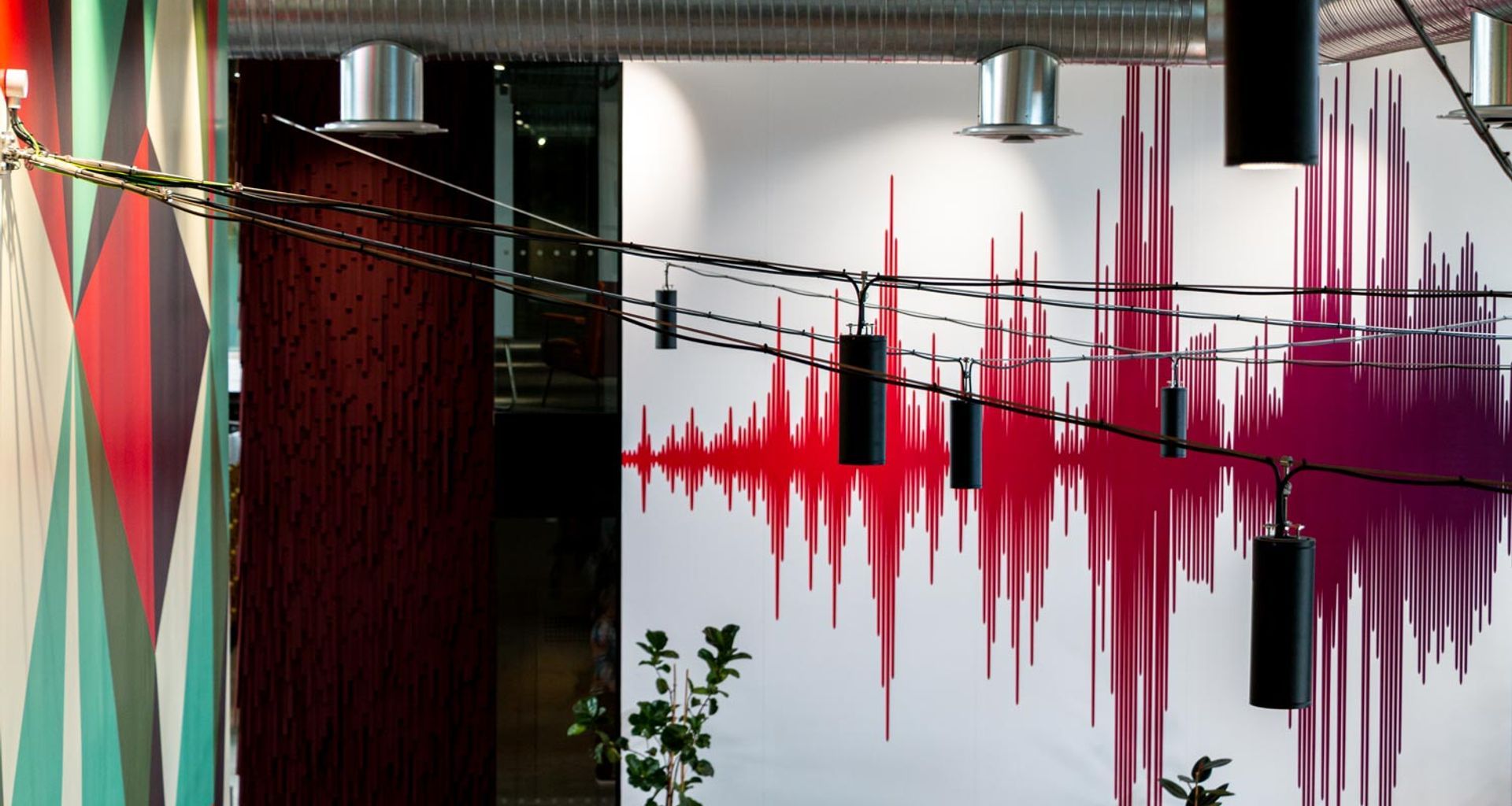 Catenary lighting - Mediaworks Auckland office space banner