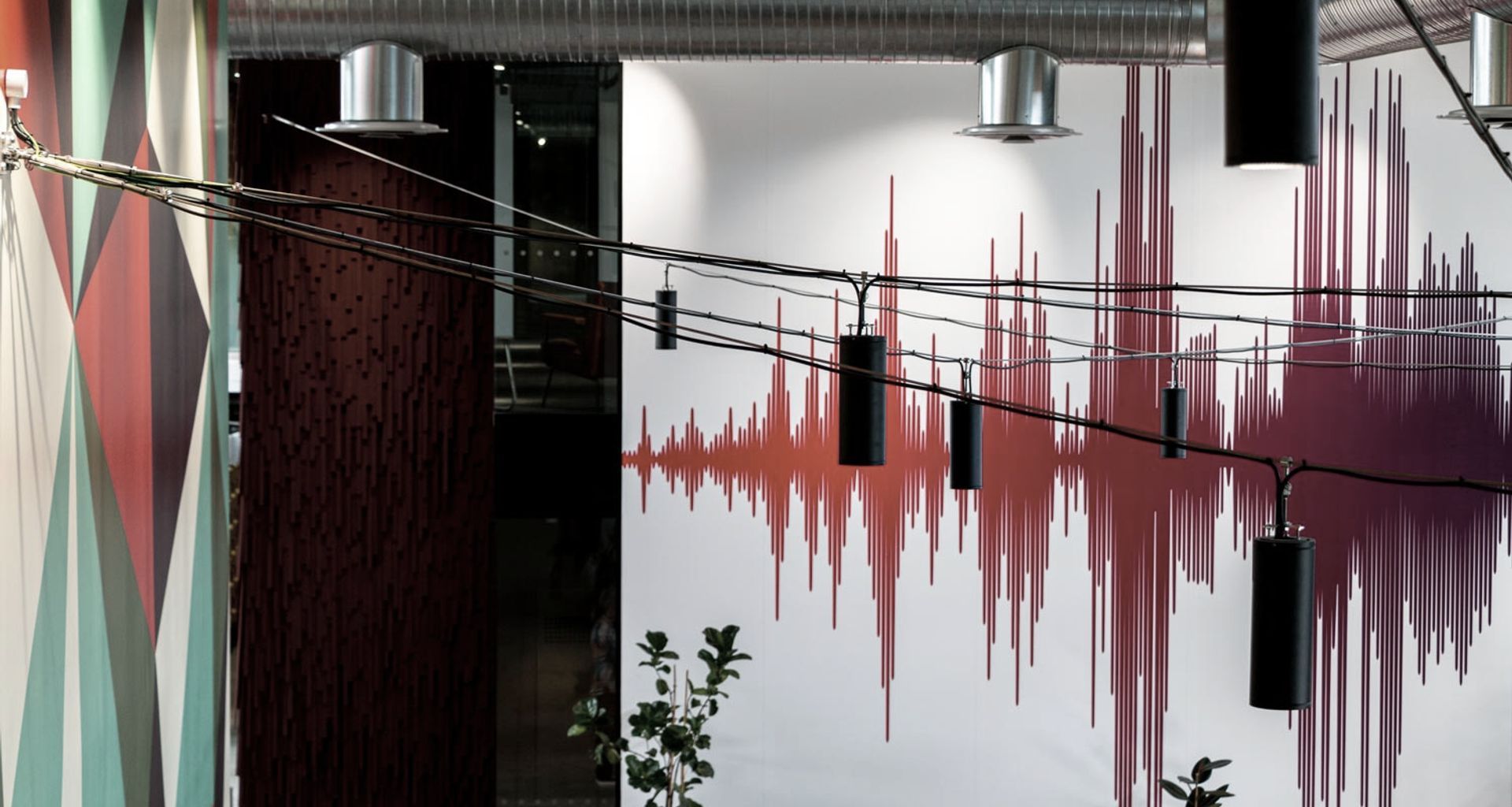 Catenary lighting - Mediaworks Auckland office space banner