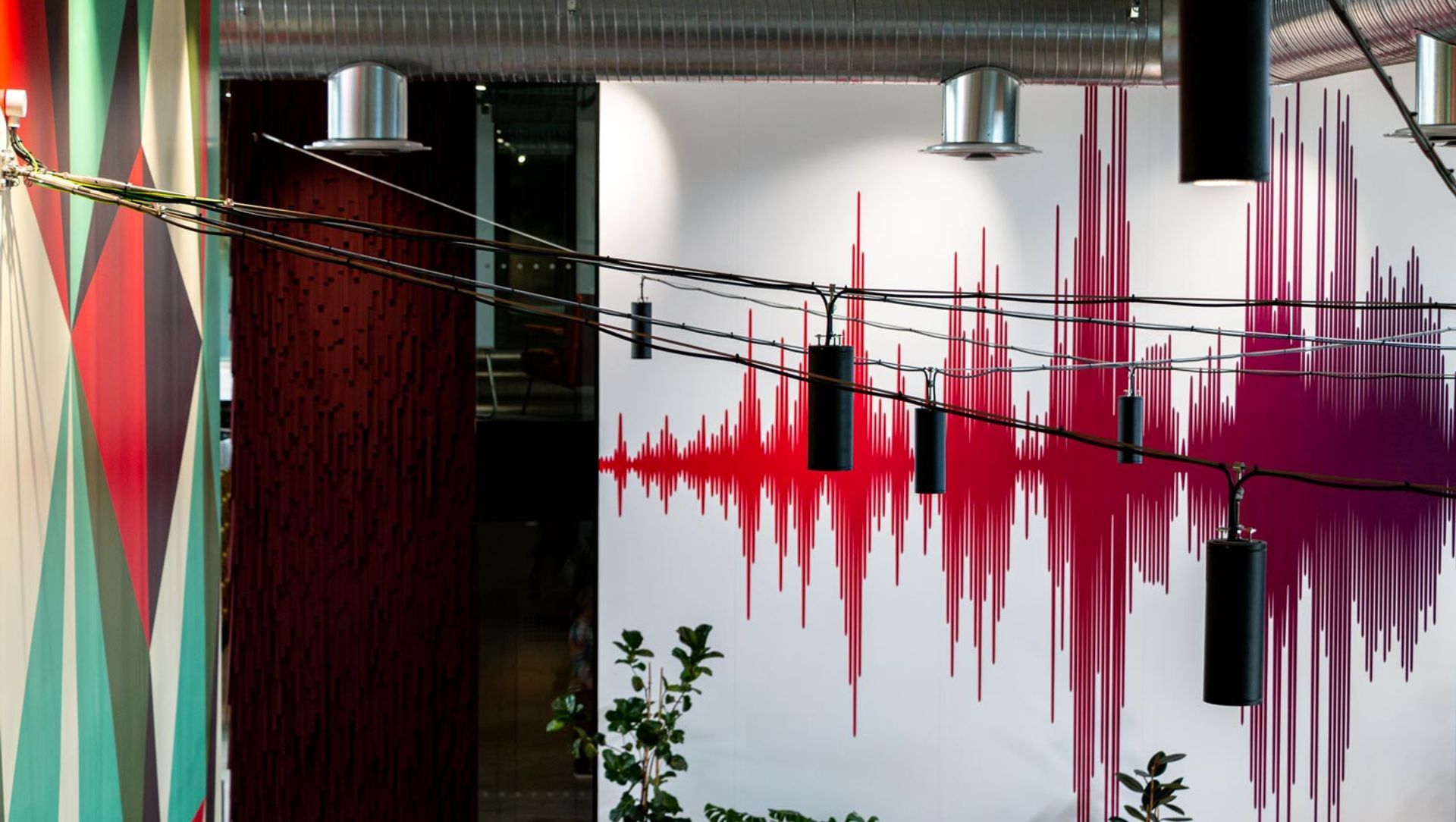 Catenary lighting - Mediaworks Auckland office space banner