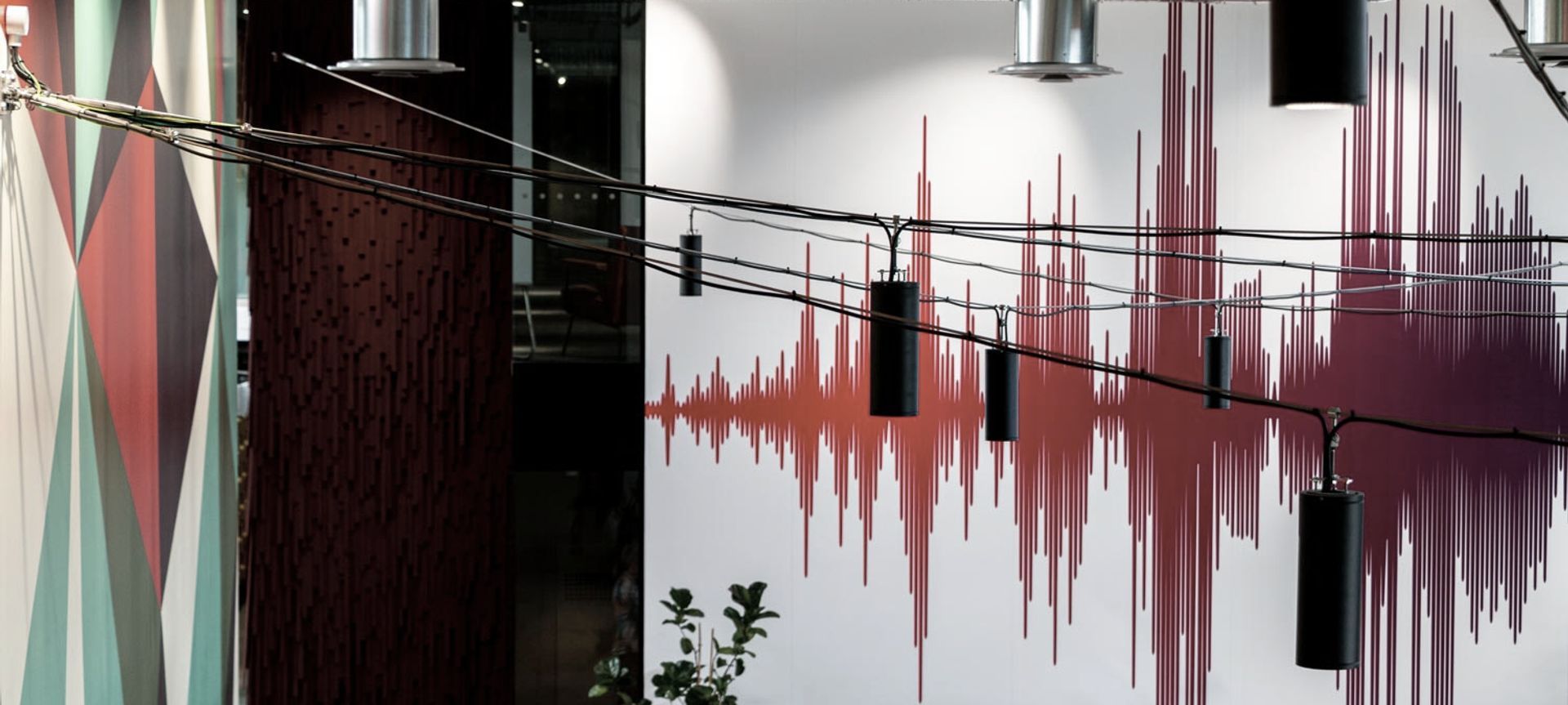 Catenary lighting - Mediaworks Auckland office space banner