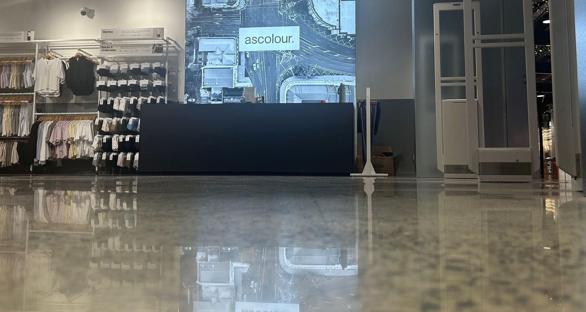 Te Manawa Bay's luxury retail store features Husqvarna's Superfloor Gold concrete floor finish.