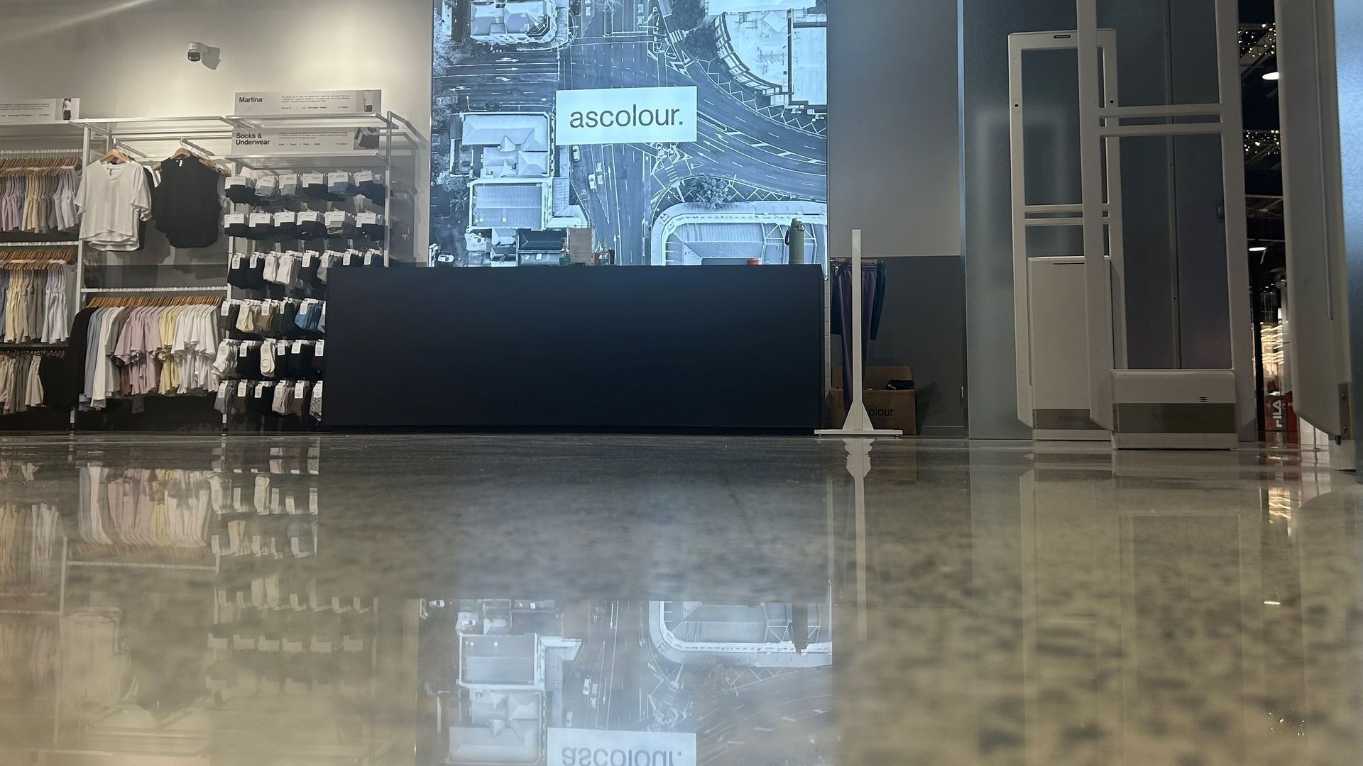 Te Manawa Bay's luxury retail store features Husqvarna's Superfloor Gold concrete floor finish.