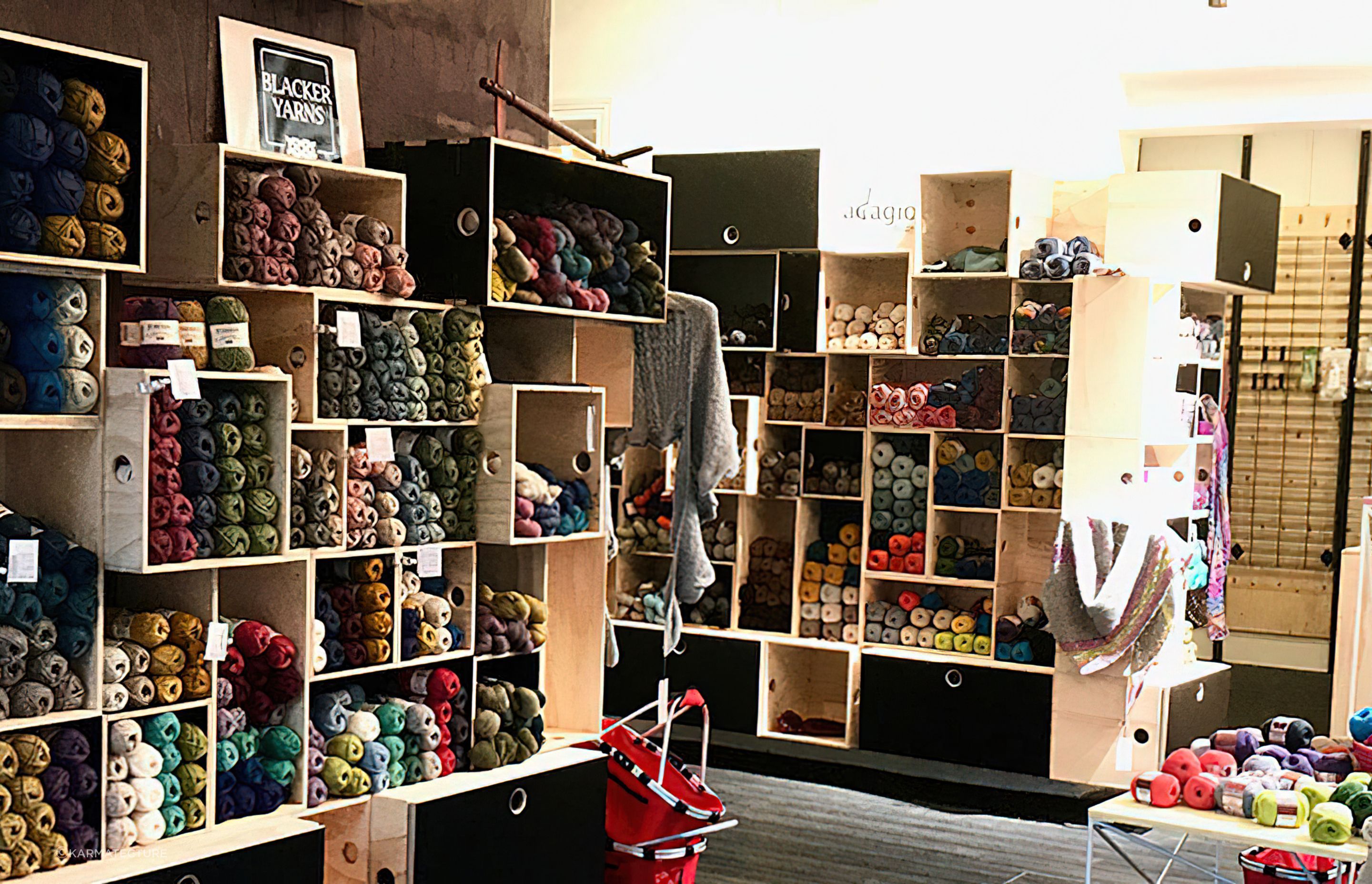 Stock displayed and arranged like a garden, reflecting the other passion of the owners