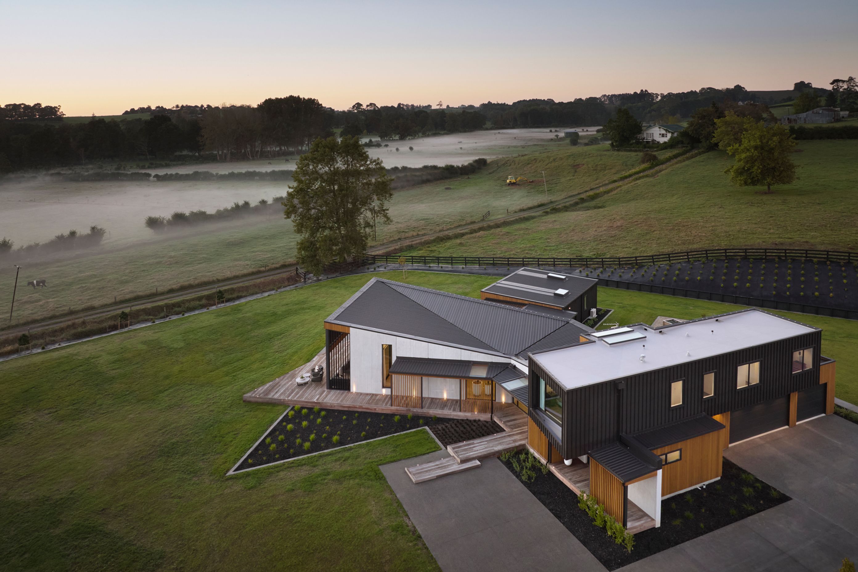 The property looks out over land that was once a golf course.