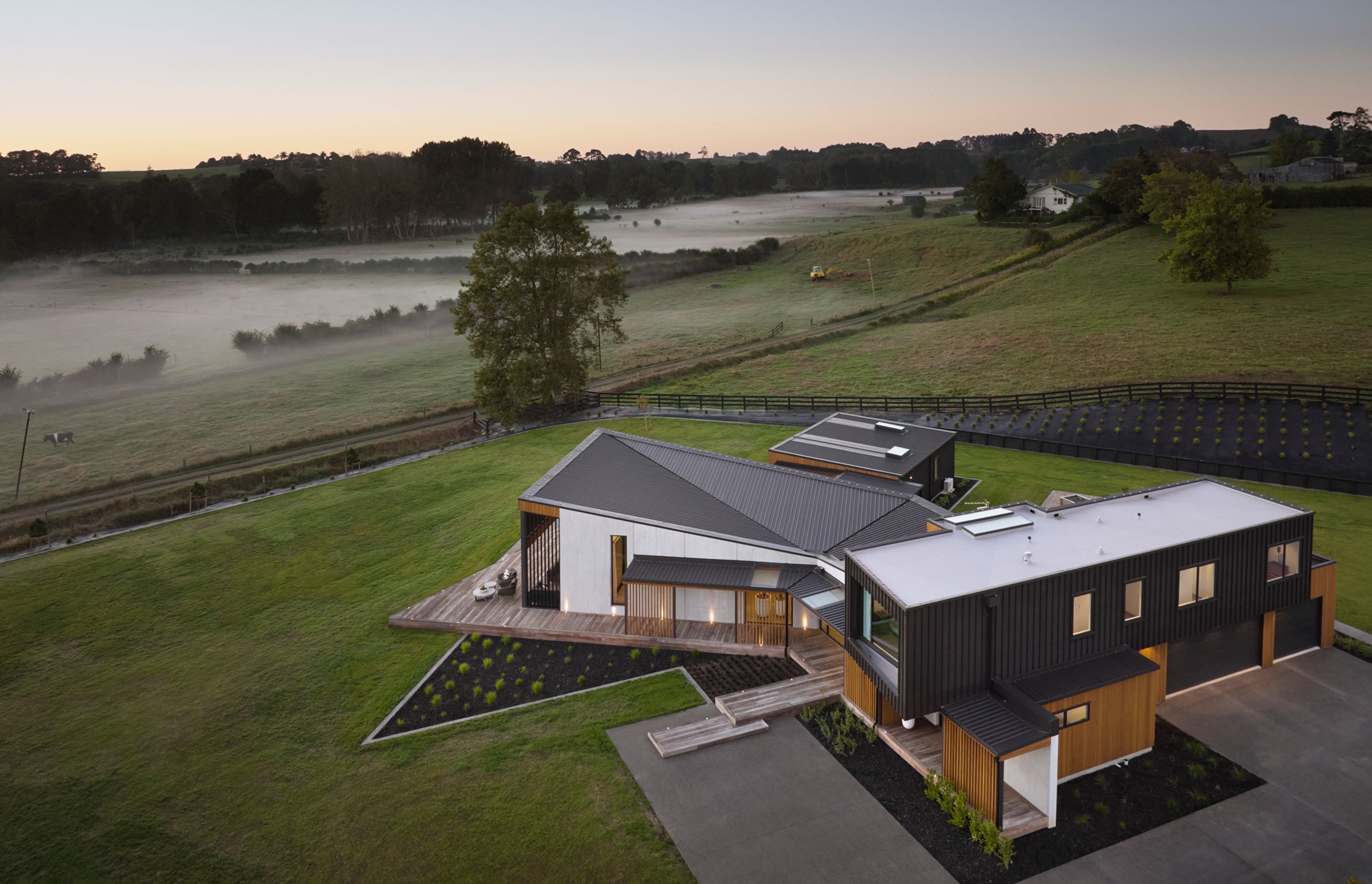 The property looks out over land that was once a golf course.