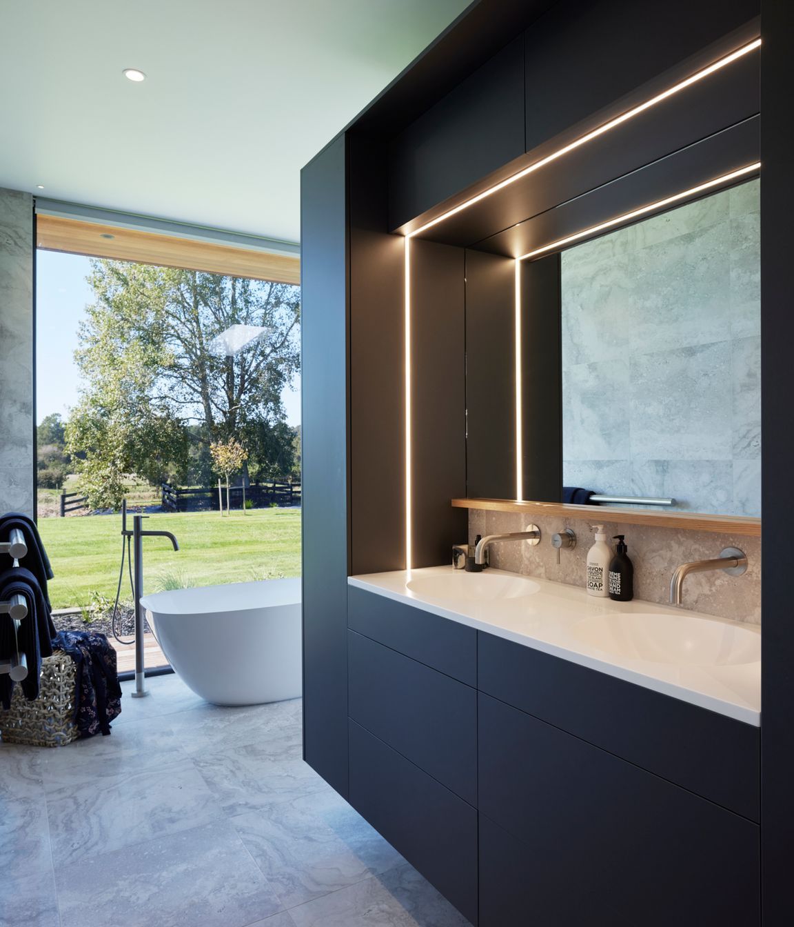 A neutral palette adds to the relaxing aesthetic of the master ensuite.