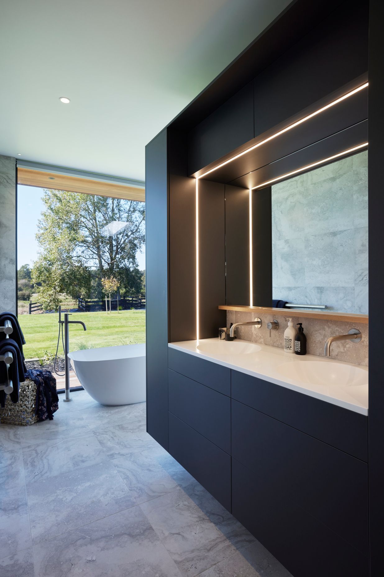 A neutral palette adds to the relaxing aesthetic of the master ensuite.