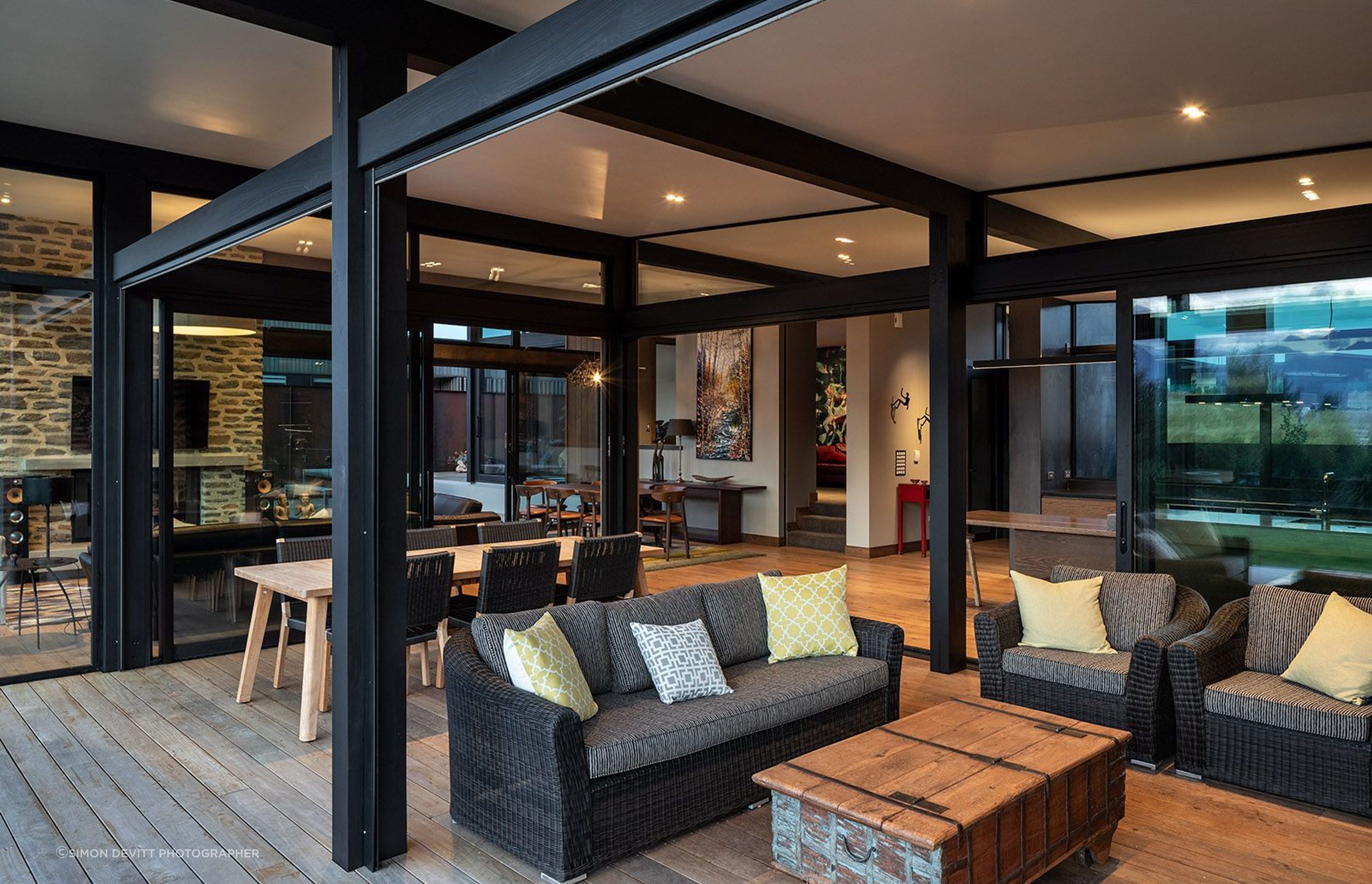 An extension of the main living areas, the outdoor room features a dining area, living area with fireplace and a built-in barbeque for those long summer evenings.