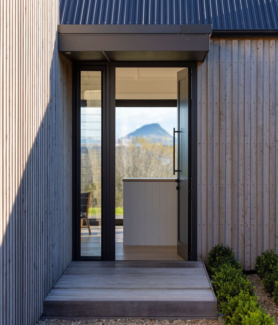 Through the front door you can see directly out to the view of Mount Maunganui and Tauranga Harbour.