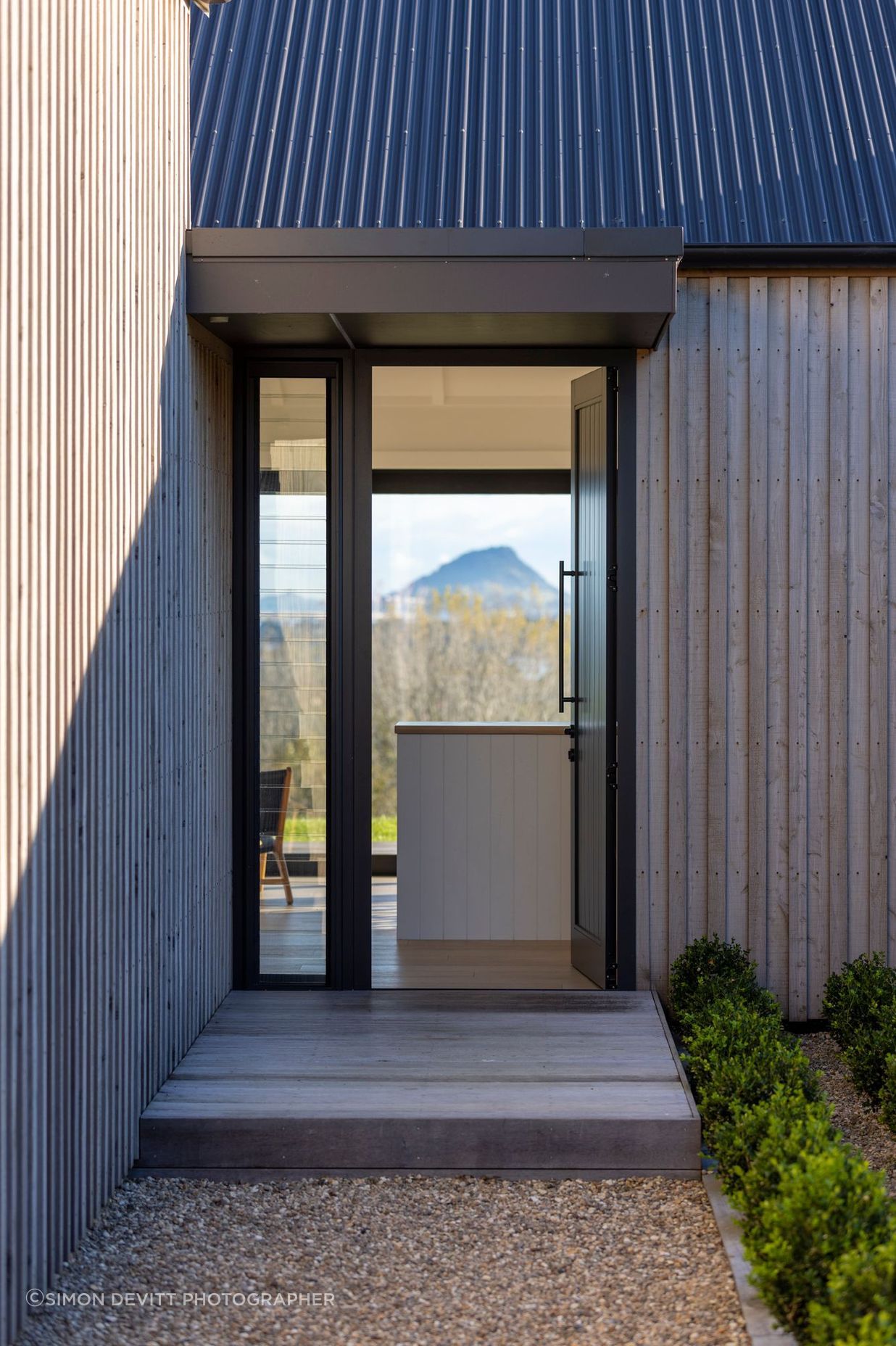 Through the front door you can see directly out to the view of Mount Maunganui and Tauranga Harbour.