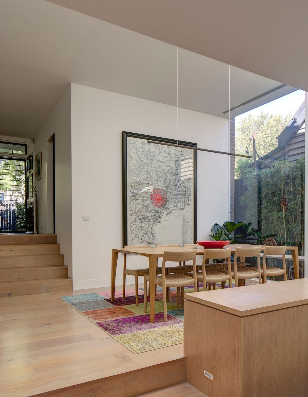 Stepping floor levels.