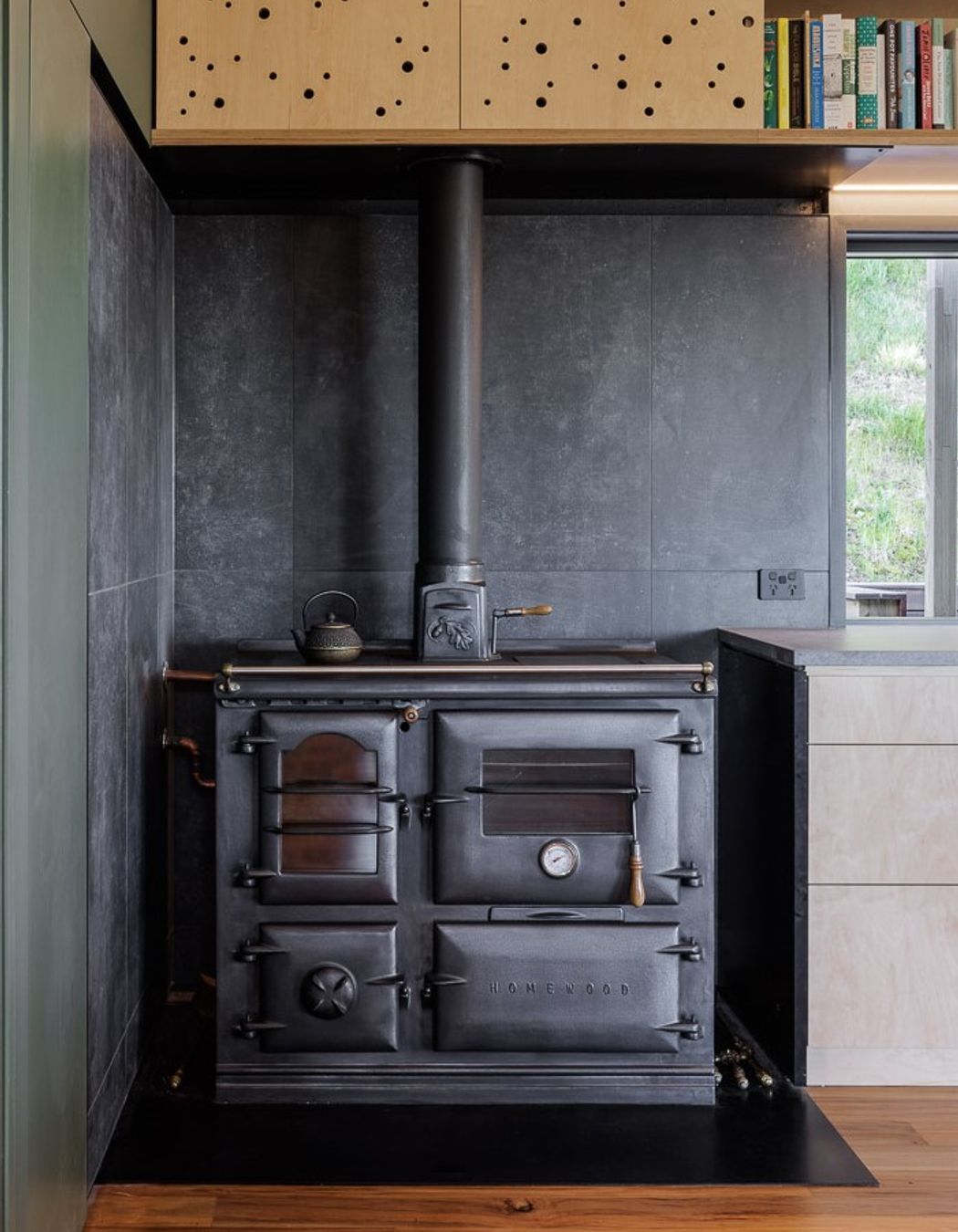 Homewood Heritage Stove and Fireplace - used for cooking, heating the home and the hot water wet back system