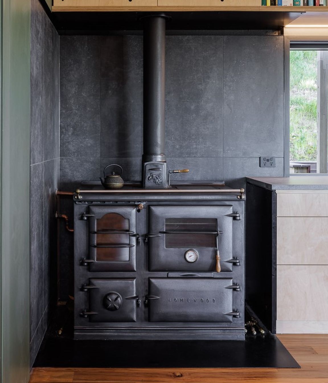 Homewood Heritage Stove and Fireplace - used for cooking, heating the home and the hot water wet back system