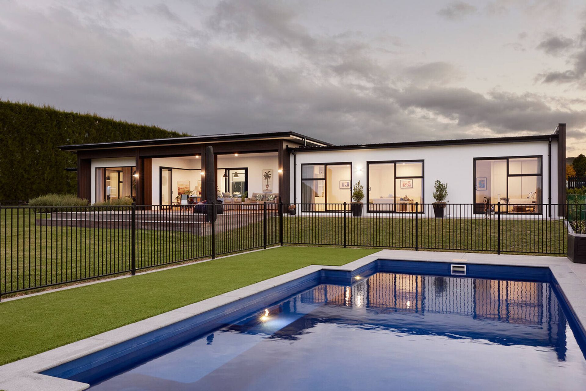 Pool and rear view of the house