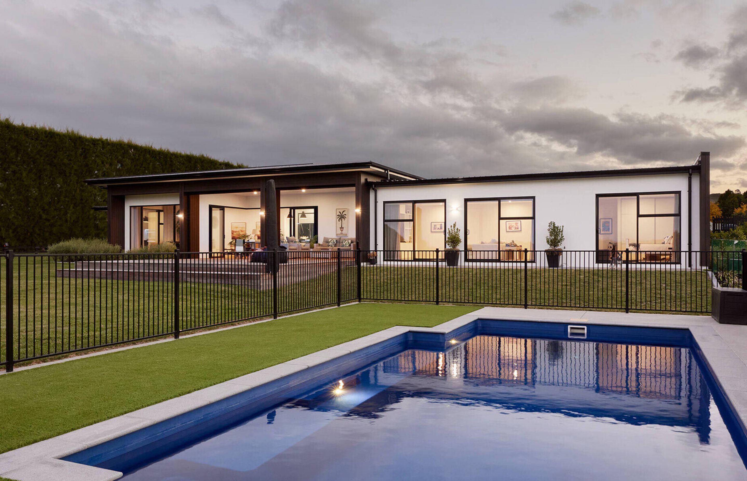 Pool and rear view of the house
