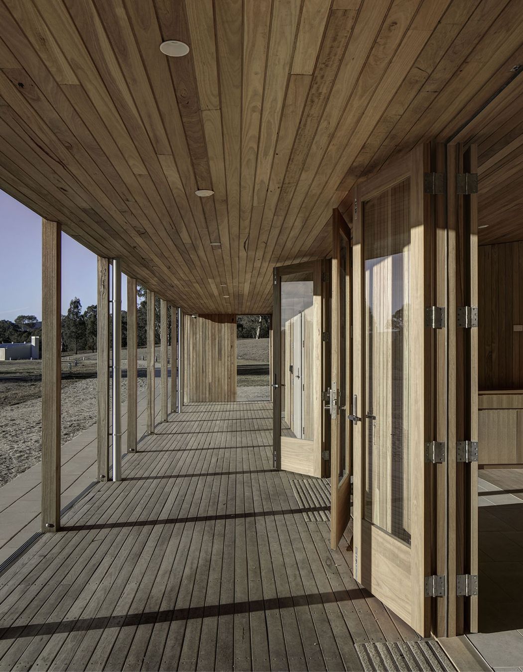 French doors open from interiors to the verandah.