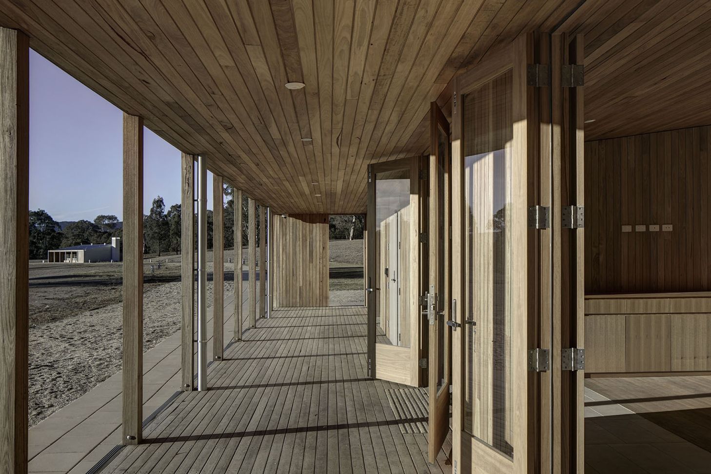 French doors open from interiors to the verandah.
