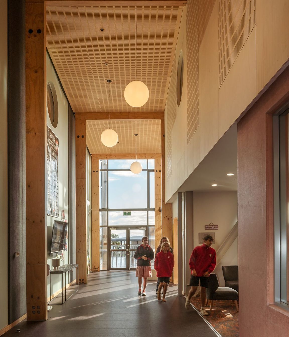 Sustainable materials such as Terra Lana wool insulation, Interface CarboNZero certified and NZ recyclable carpet tiles, phthalate-free Sphera vinyl and Autex products that carry the Declare label,  were used where possible.