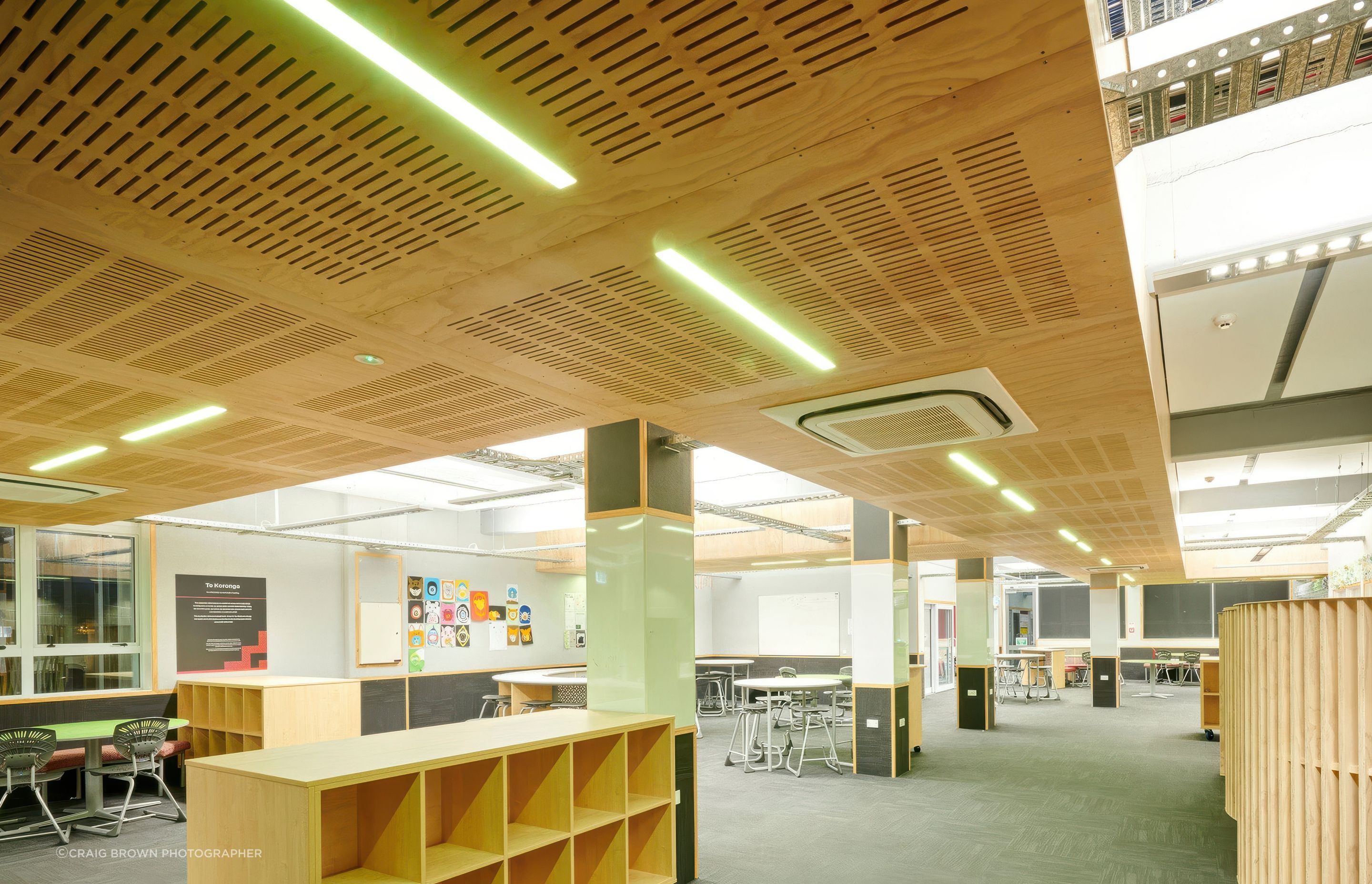 Teachers only - The light appears as with a golden hue to indicate to the students that the space is now for teachers only.
