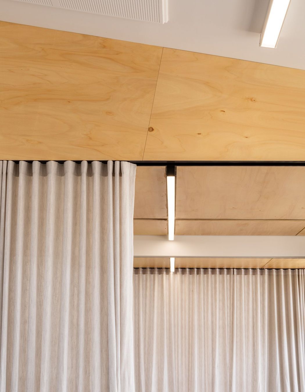 Strip lights nestled in natural wood