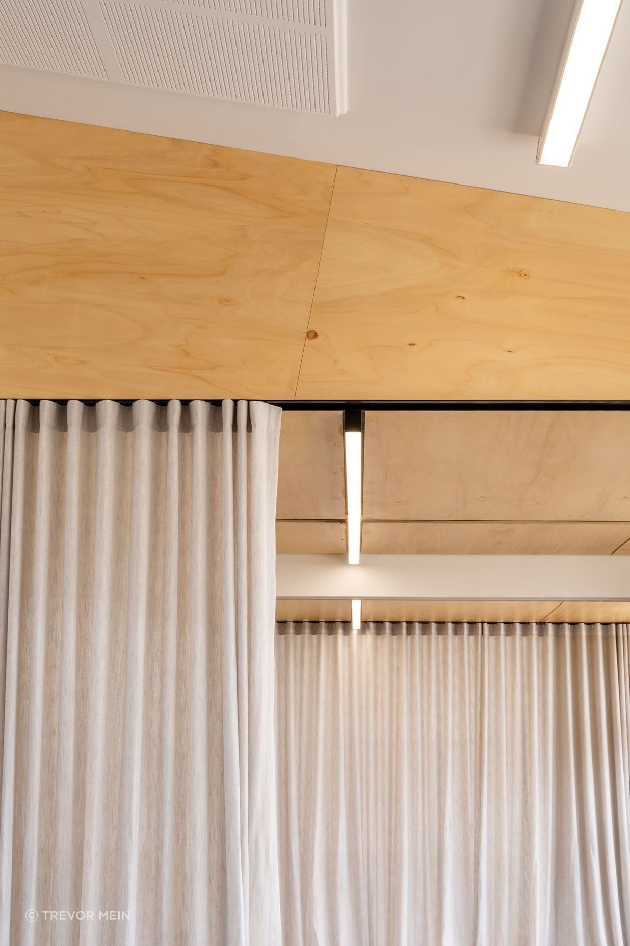 Strip lights nestled in natural wood