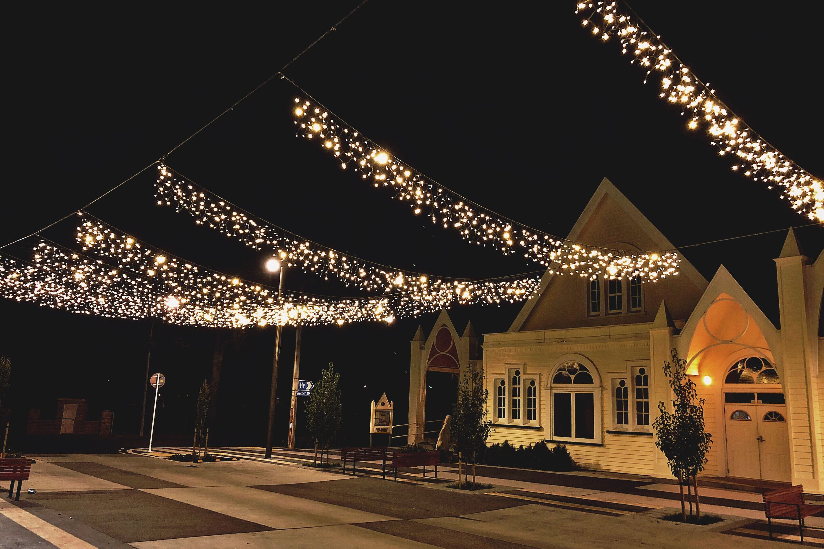 Paeroa streetscape wire catenary lighting