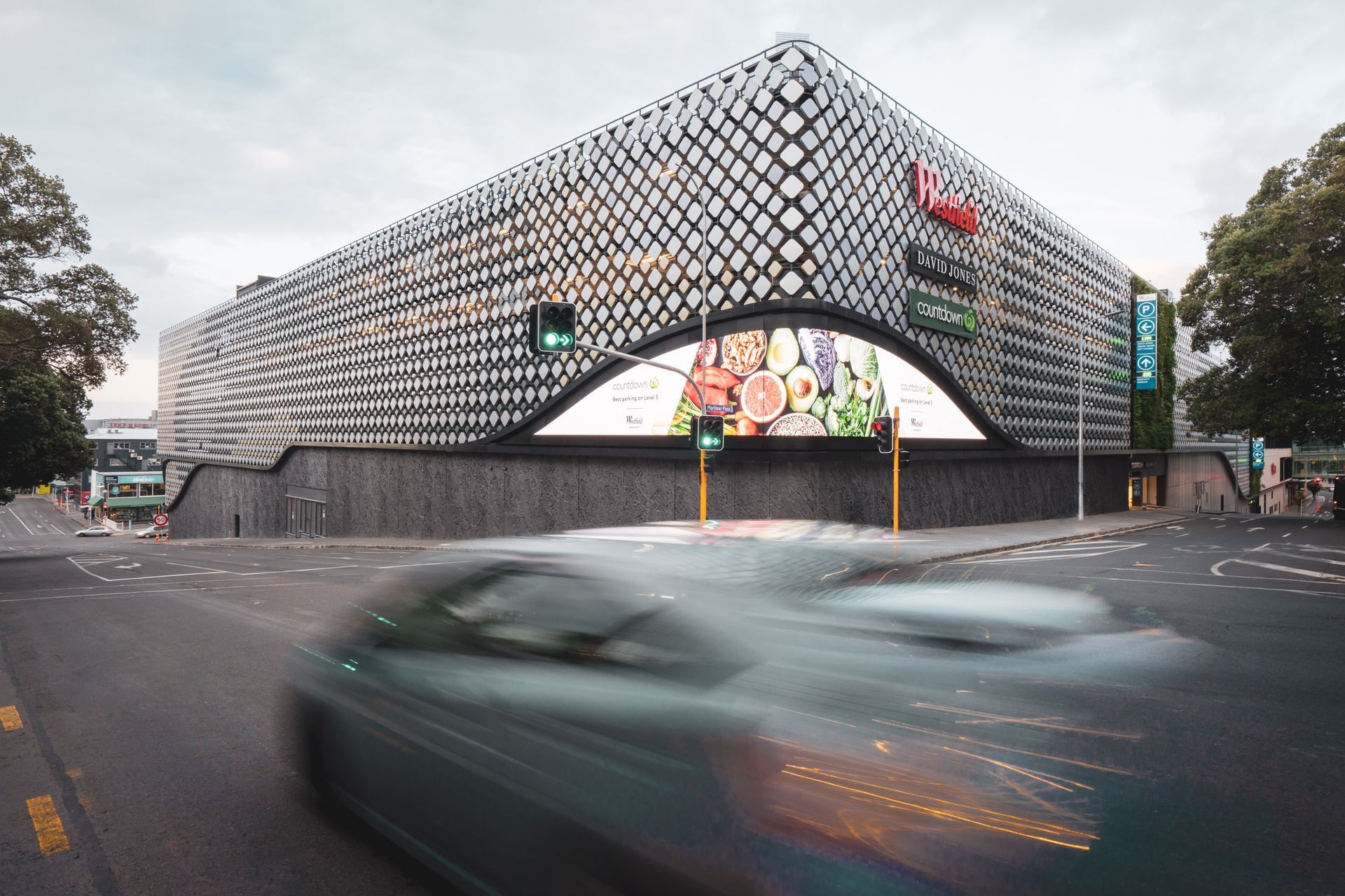 A plinth of 'black basalt' was created as part of the $790m redevelopment of Westfield Newmarket in Auckland.