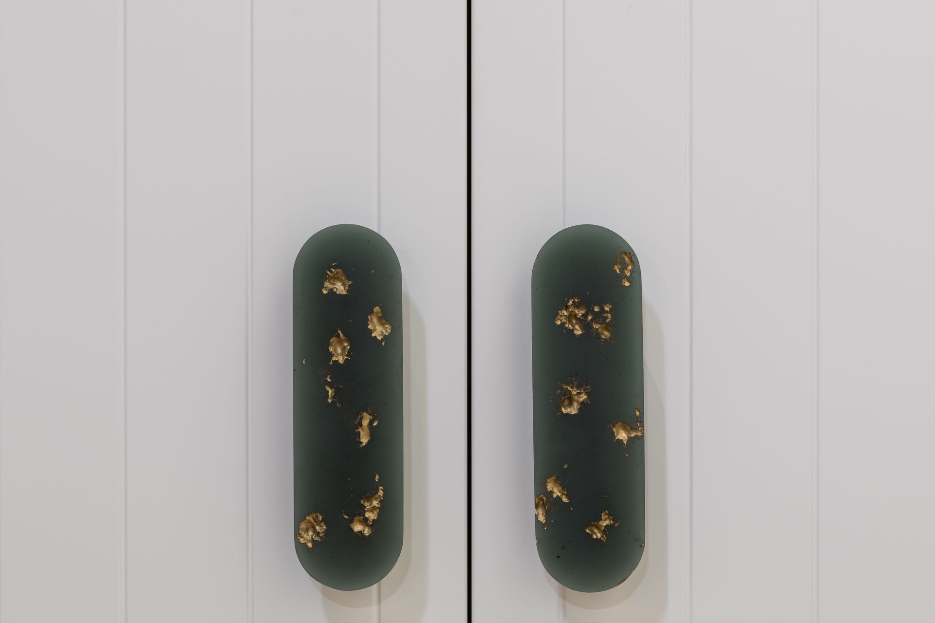 Lyon profile in Limestone - Texture. Resin handles by The Arc Dept. Dezignatek Showroom, Home Ideas Centre Auckland