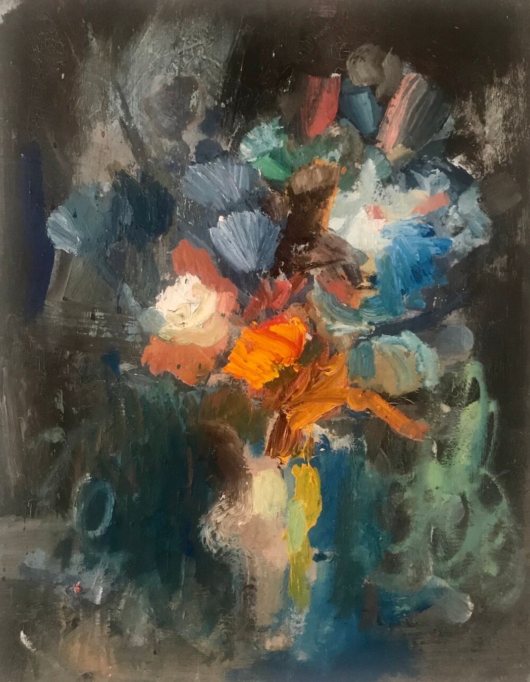 Still life with Flowers 2018, 750x640mm Oil on canvas.
