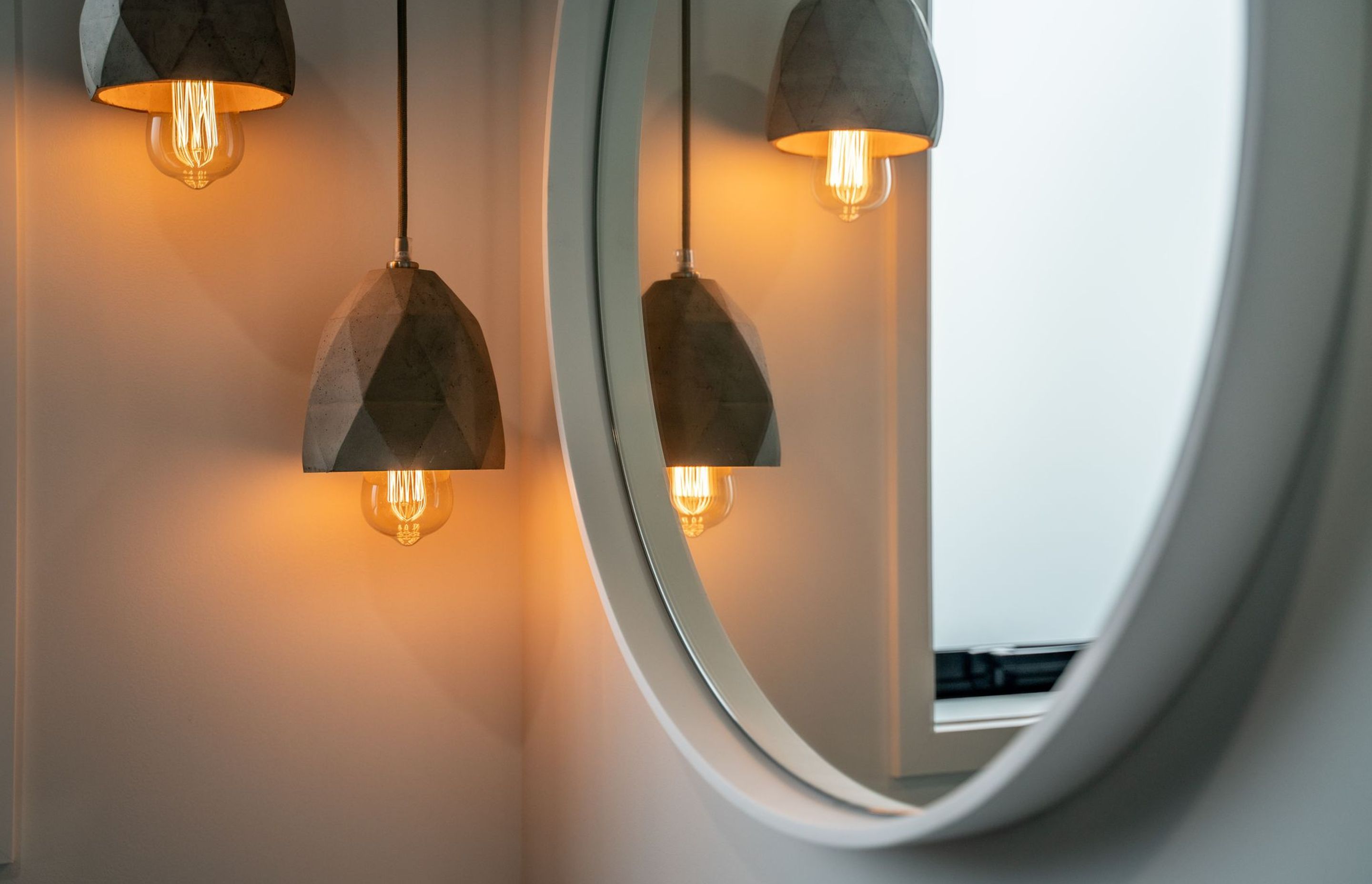 Bathroom lights close up