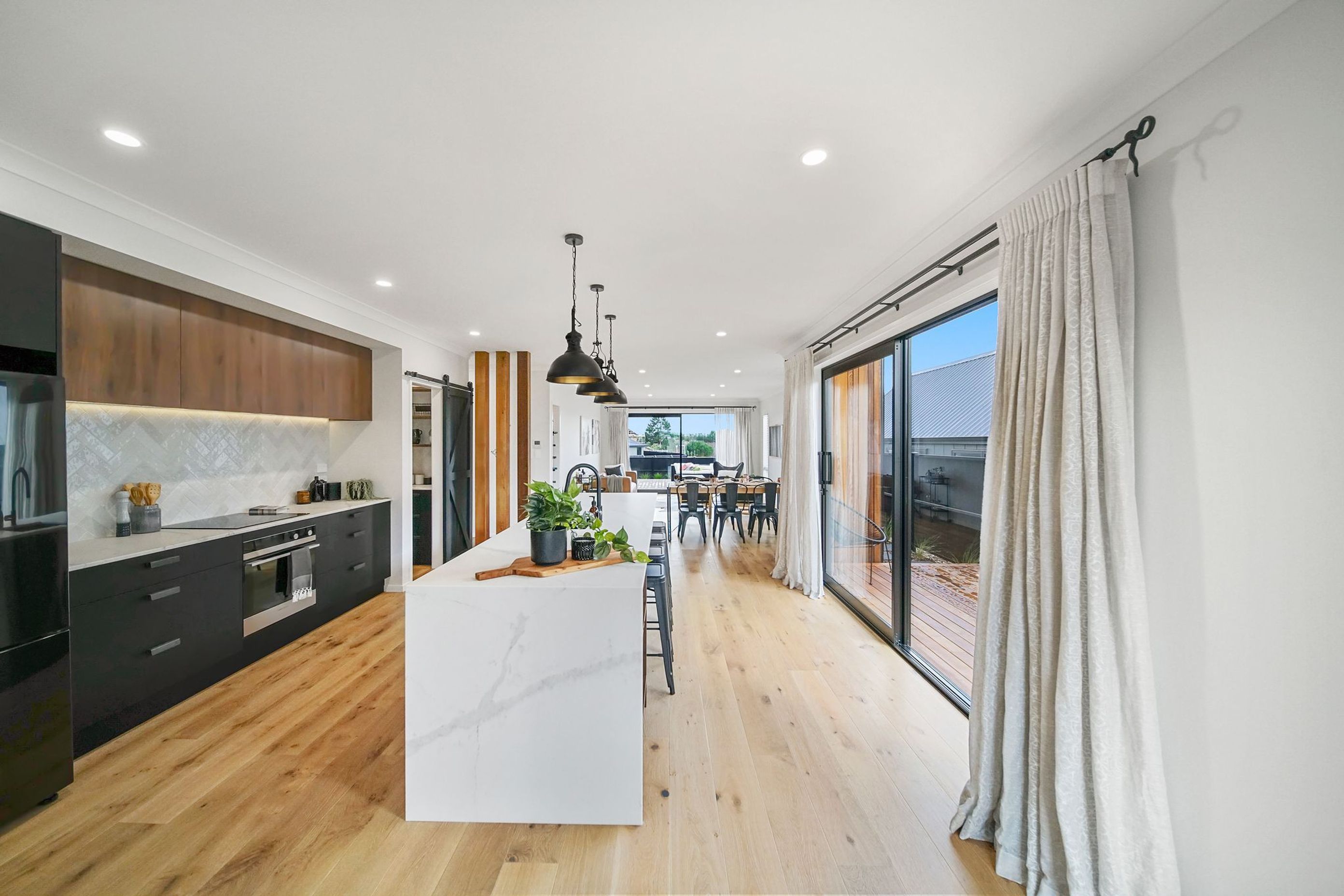Show home open-plan kitchen and living area