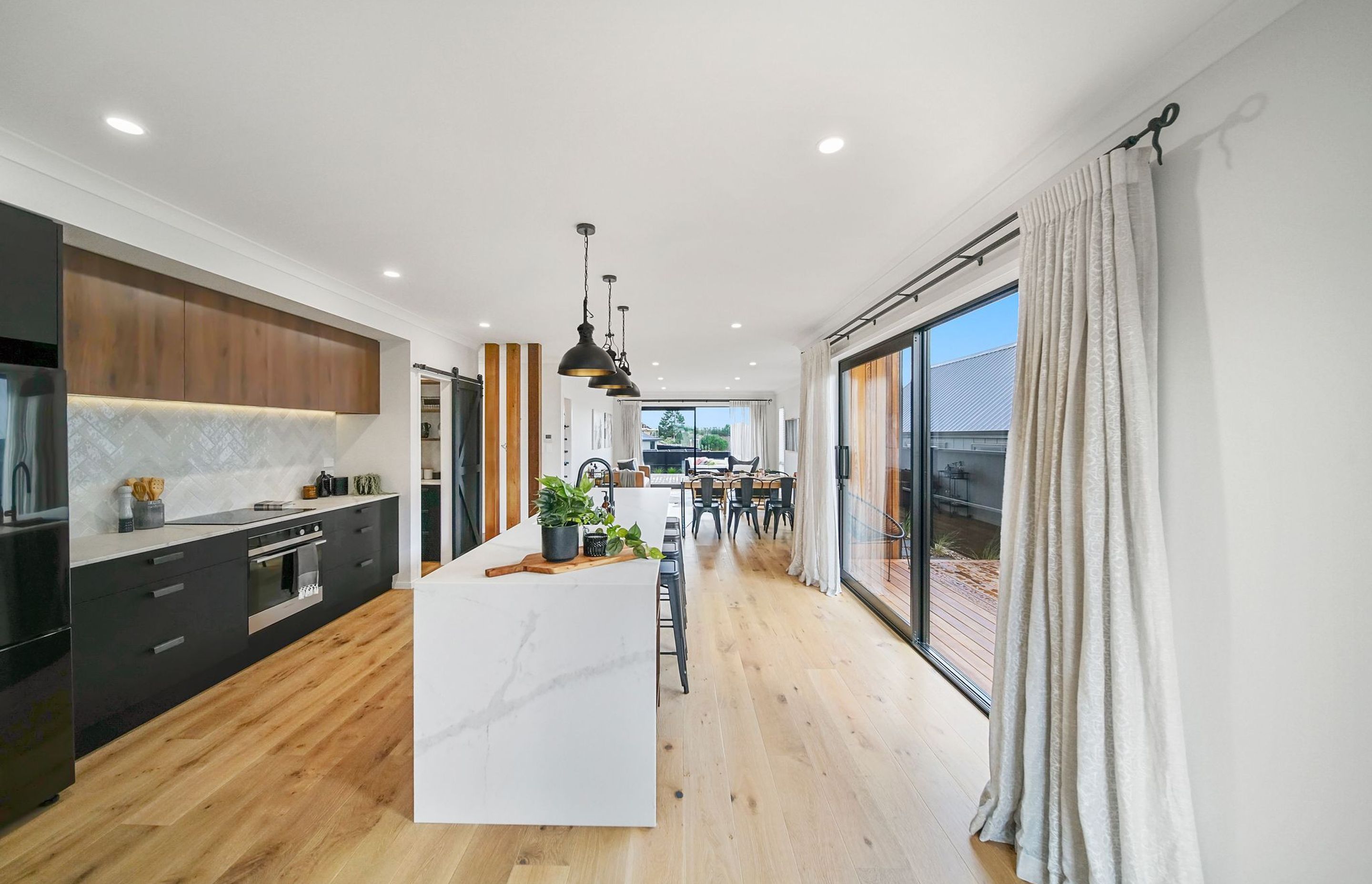Show home open-plan kitchen and living area