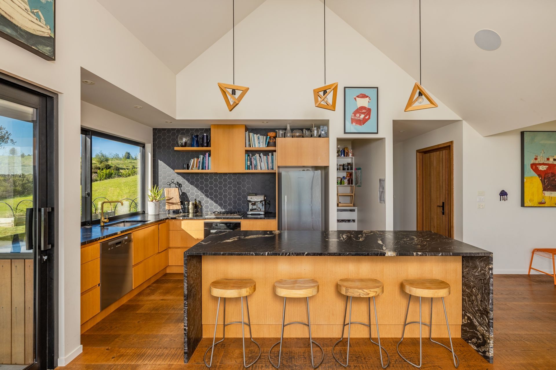 The hub of the home consists of the open plan kitchen, dining and living room.