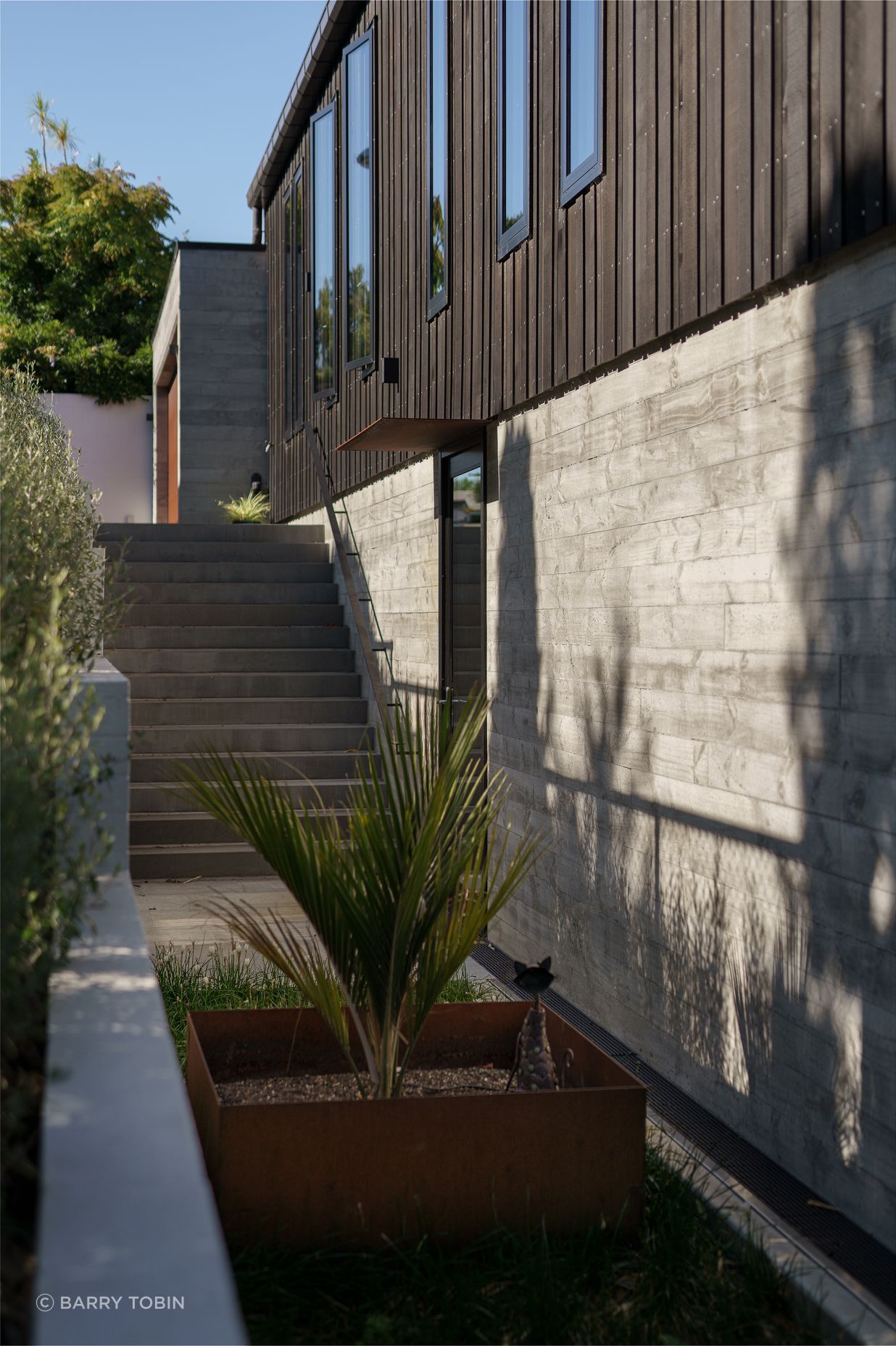 The house was positioned so a driveway could fit down the side, in case of future development of the large site.
