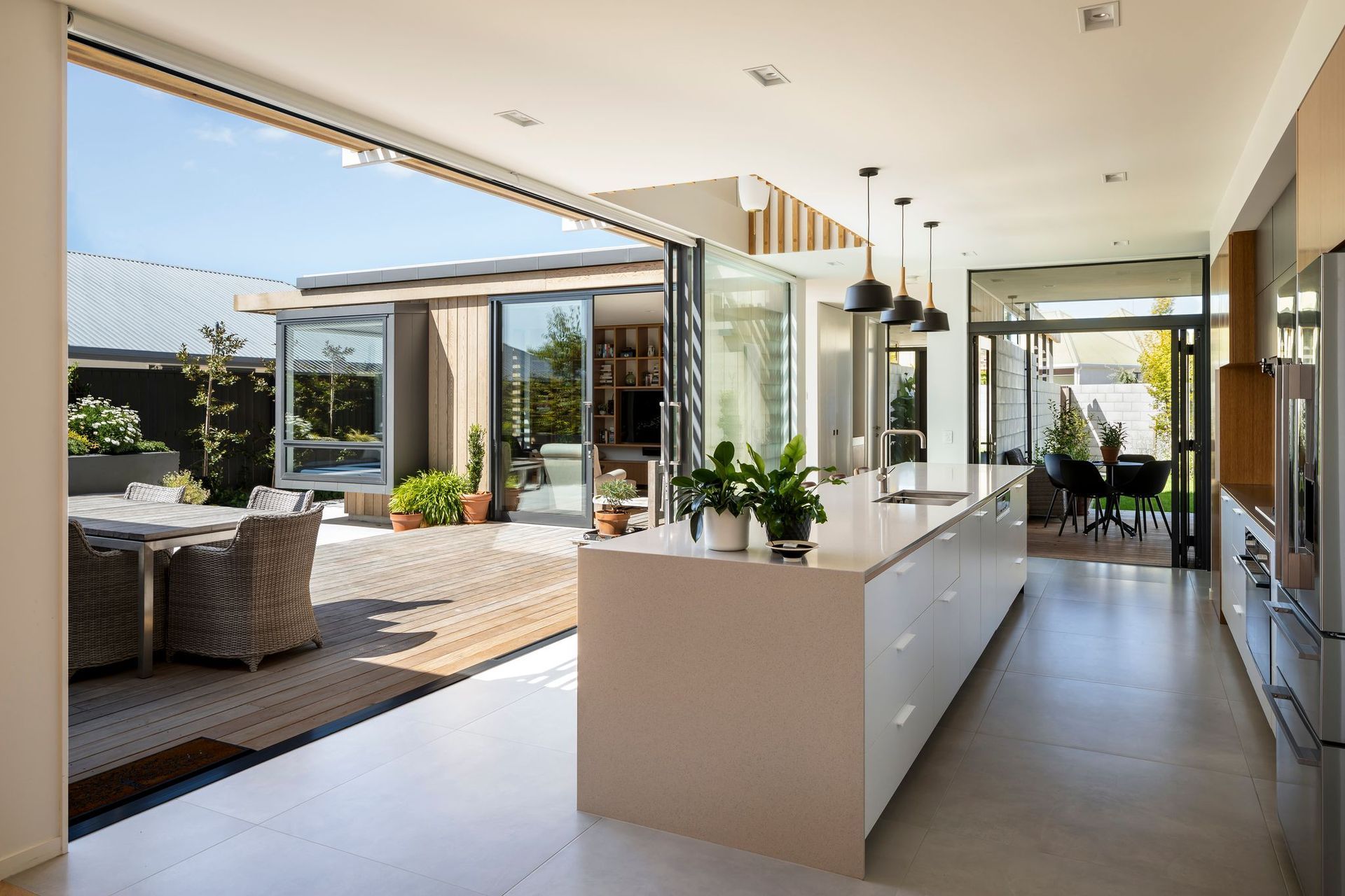 The kitchen is the heart of the home and the pivot point for the three courtyards.