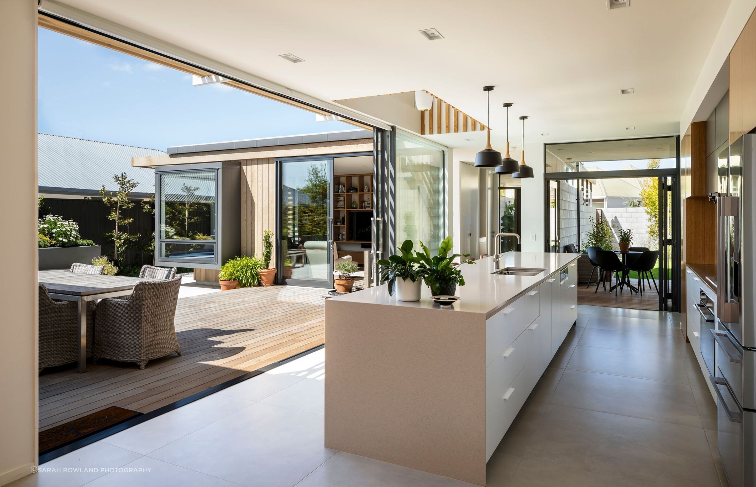 The kitchen is the heart of the home and the pivot point for the three courtyards.