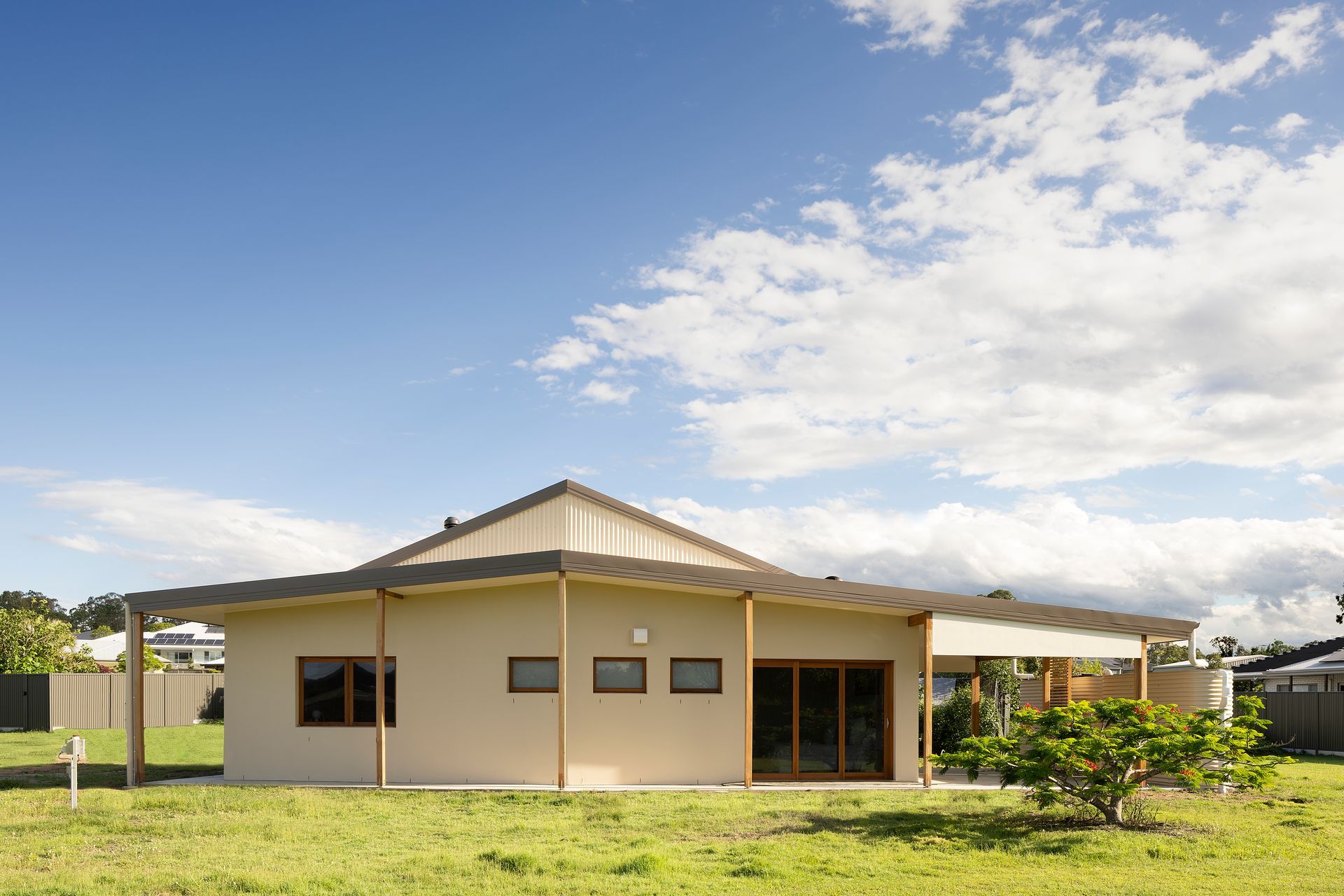 The lines of this dwelling are unique, intentionally invoking a sense of 'village hut' from a distance, to emphasise the communal intent of the dwelling. Photo:®Angus Martin