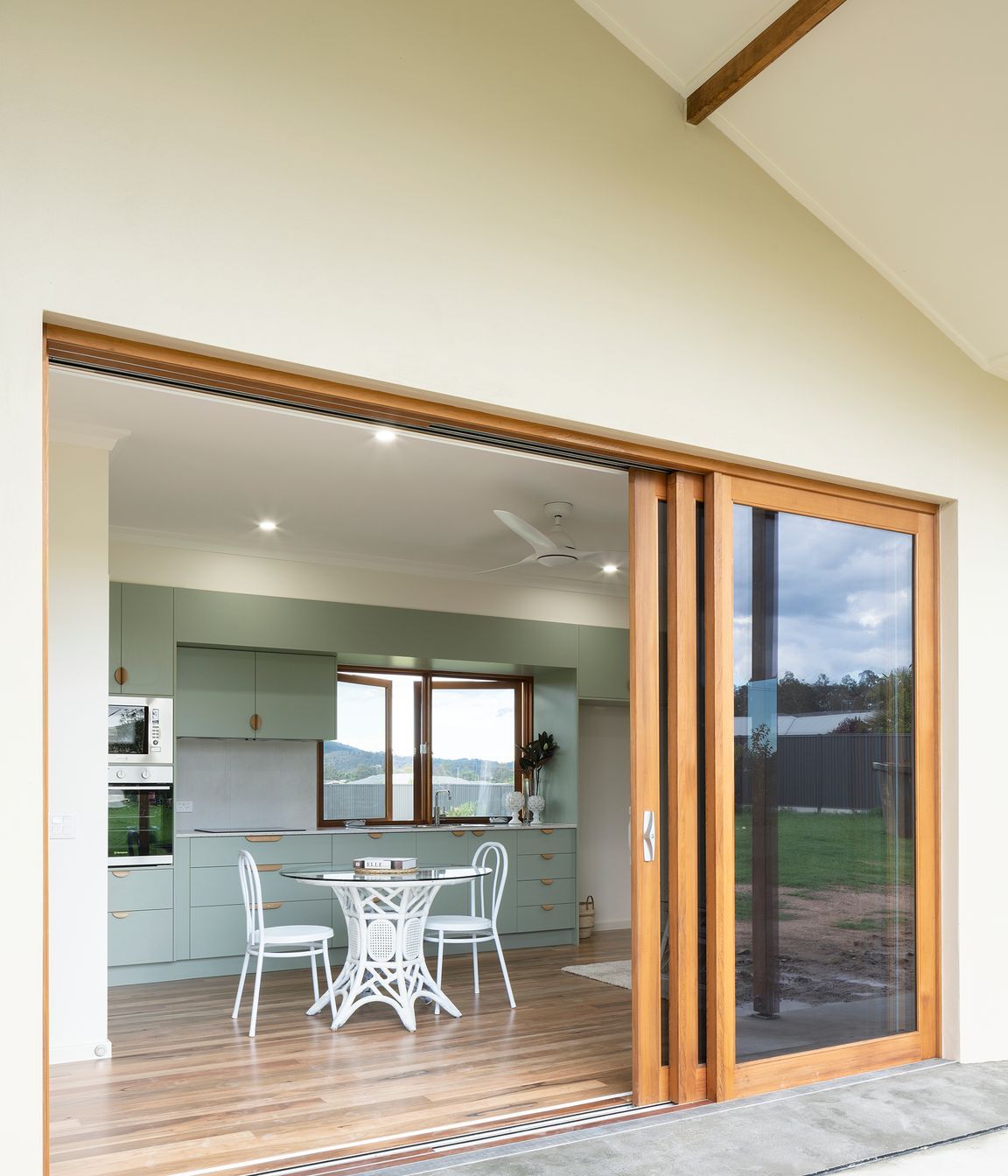 High performance glazing is key to an energy efficient home. Timber framing and double glazing substantially reduce heat transfer in or out in weather extremes. LowE and tinting reduce summer heat incursion. Photo:®Angus Martin