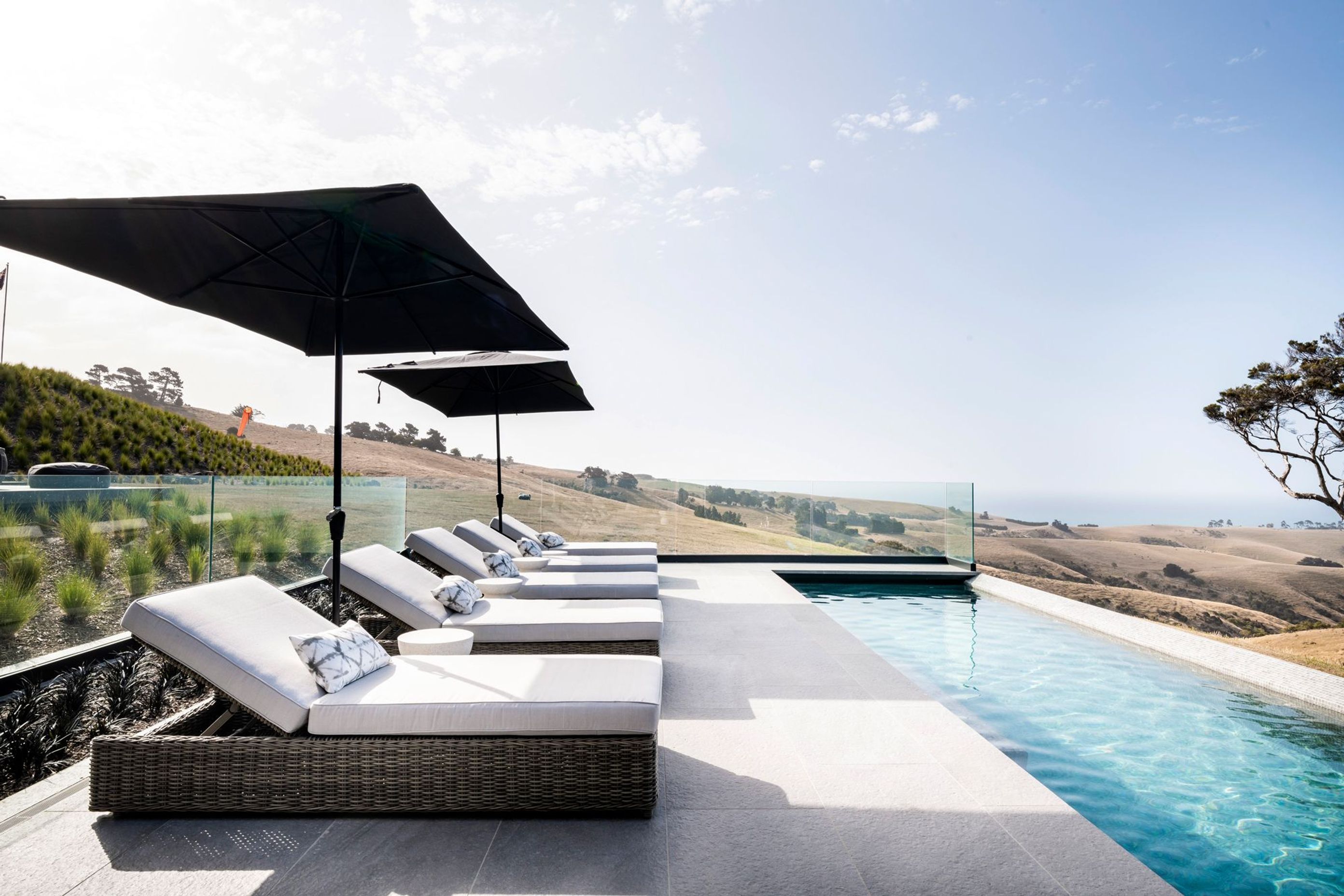 The pool cabana adds a "Hollywood" vibe to the property, says David Hill.