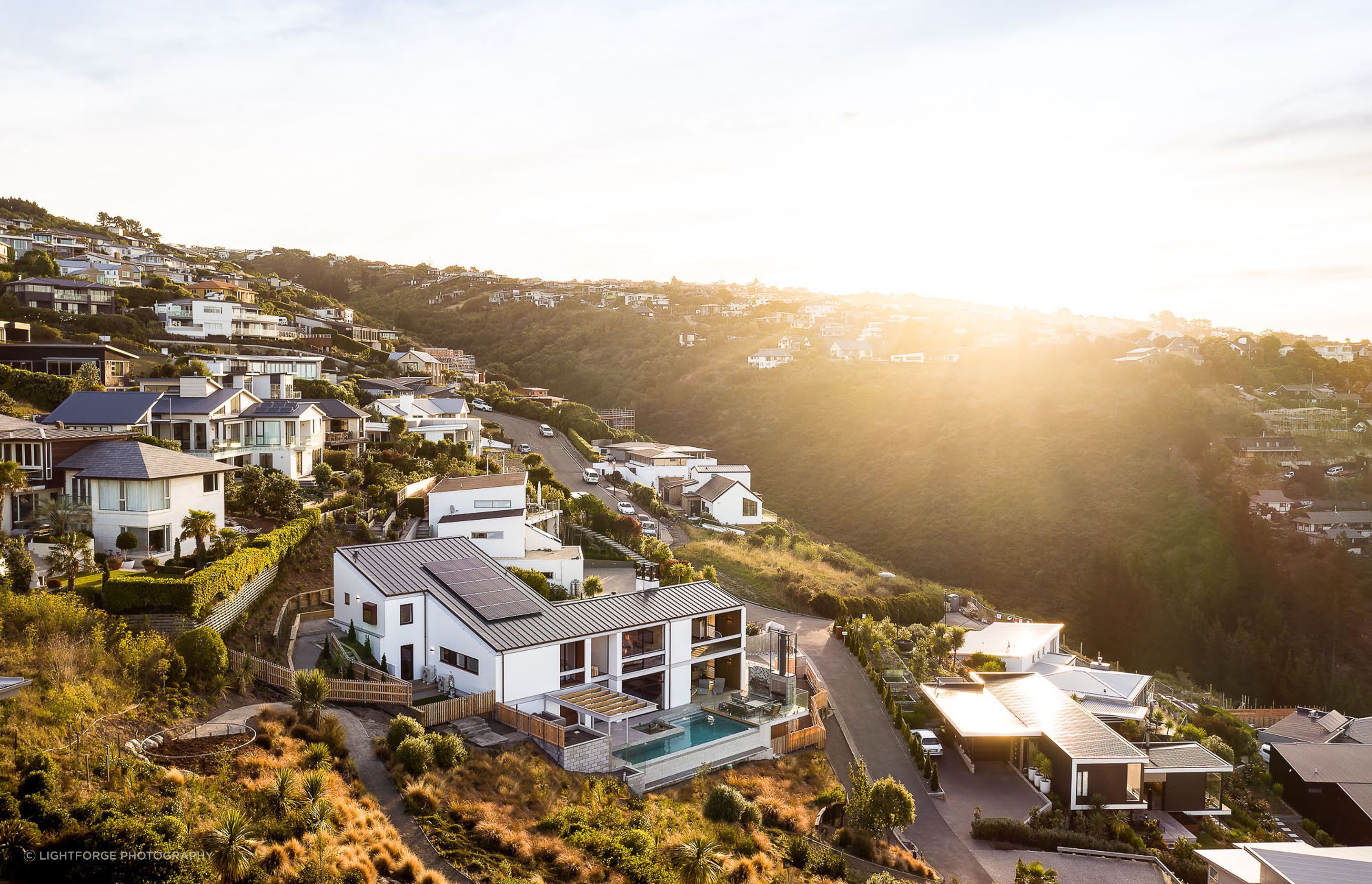 Located in the east-Christchurch suburb of Redcliffs, this house draws on elements of the Christchurch Style of architecture, which emerged in the city in the 1960s.