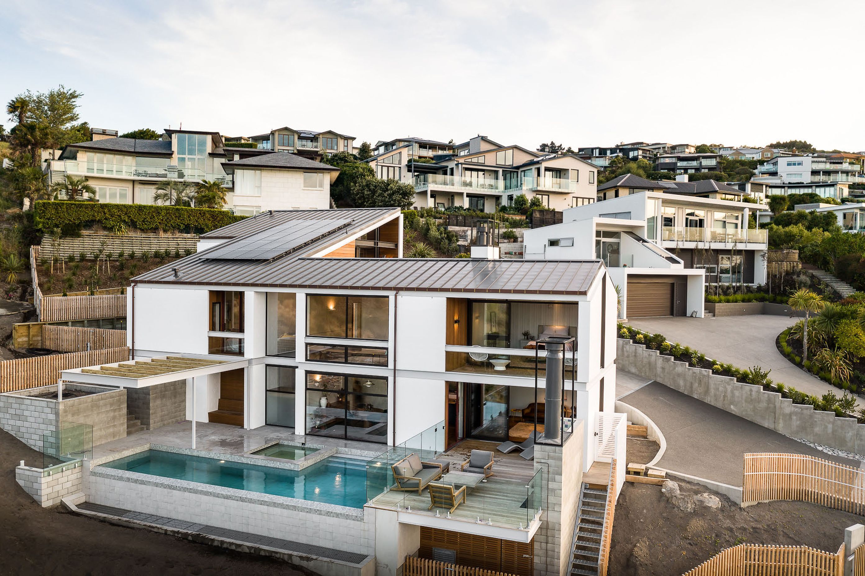 Designed to replace a house damaged in the earthquakes, this new home uses the same footprint as the former.