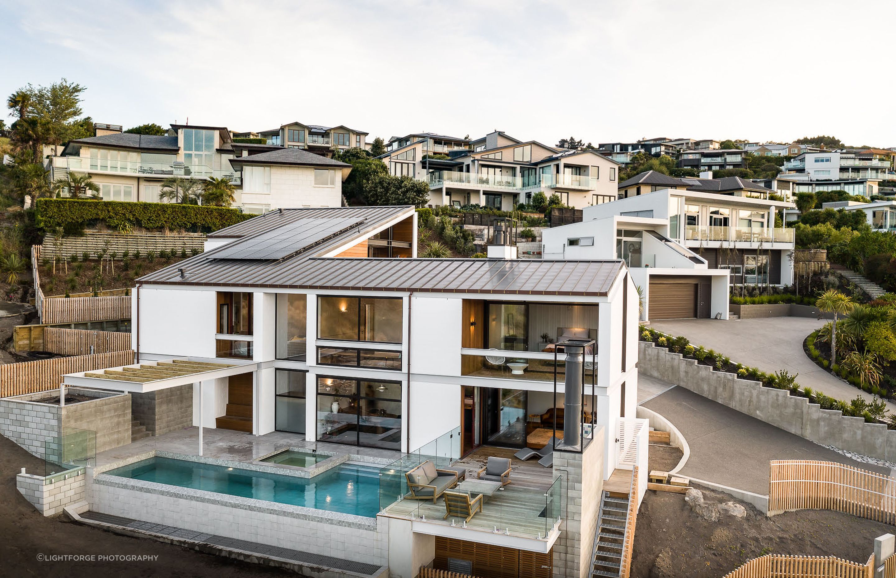 Designed to replace a house damaged in the earthquakes, this new home uses the same footprint as the former.