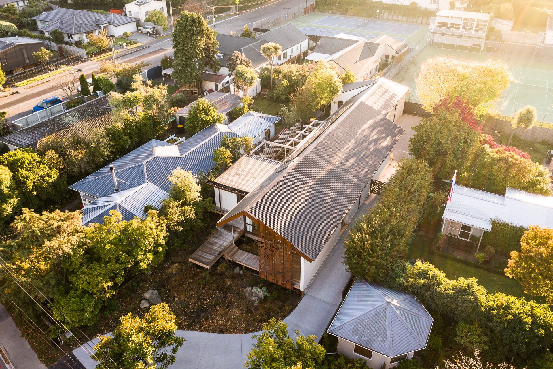 The house is located in a an enclave of modest homes in Opawa, Christchurch.