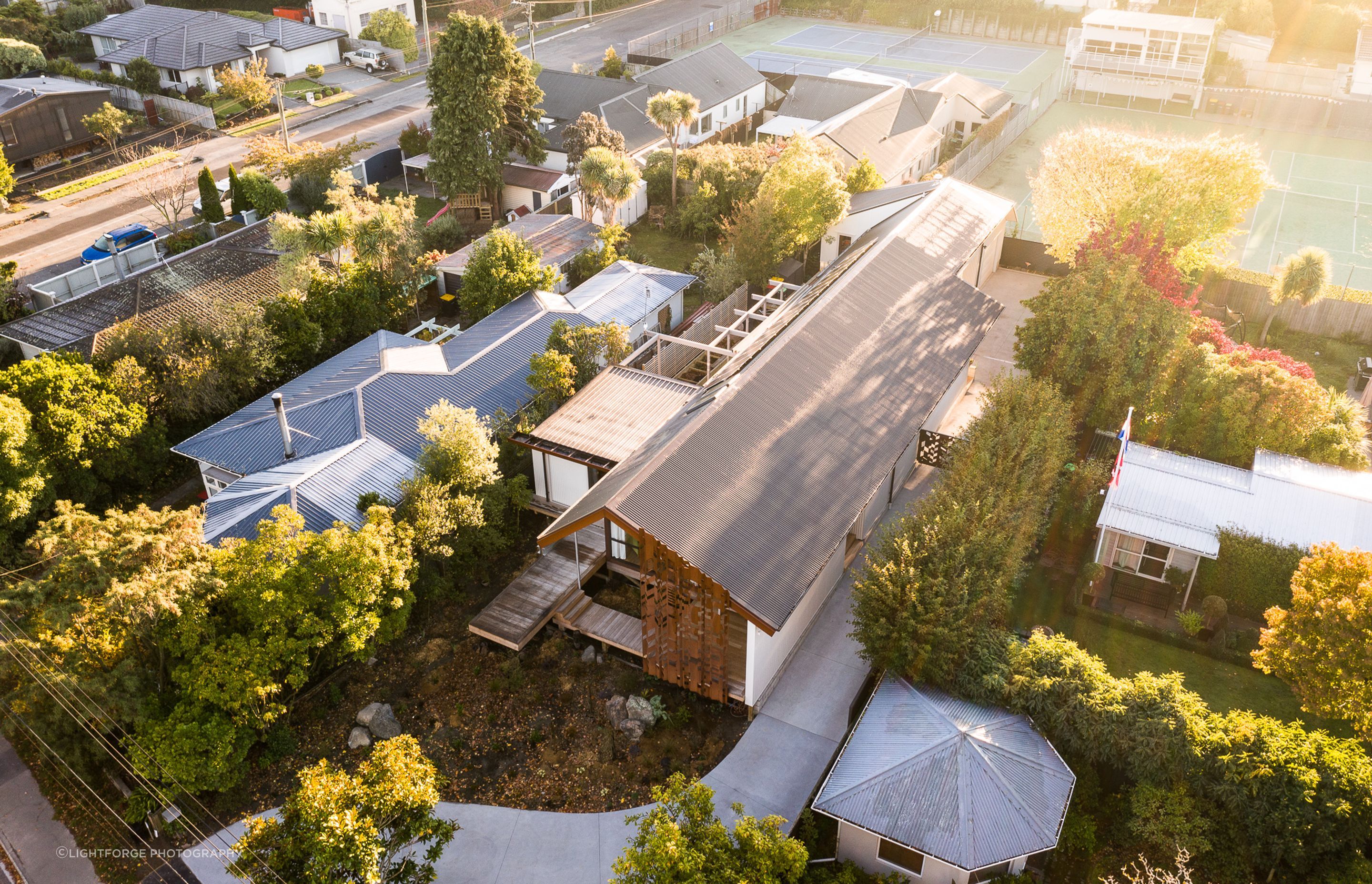 The house is located in a an enclave of modest homes in Opawa, Christchurch.