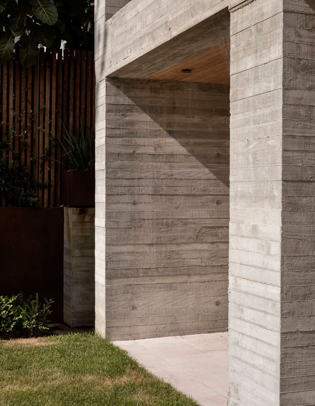 The major building material is board-formed insitu concrete, chosen for it's textural properties as much as its solidity and durability.
