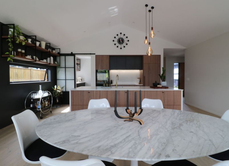 Walnut Veneer with Dark Cabinetry