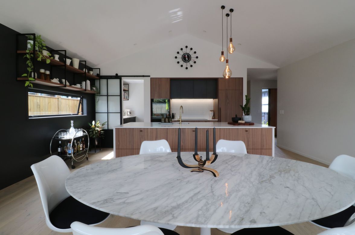 Walnut Veneer with Dark Cabinetry
