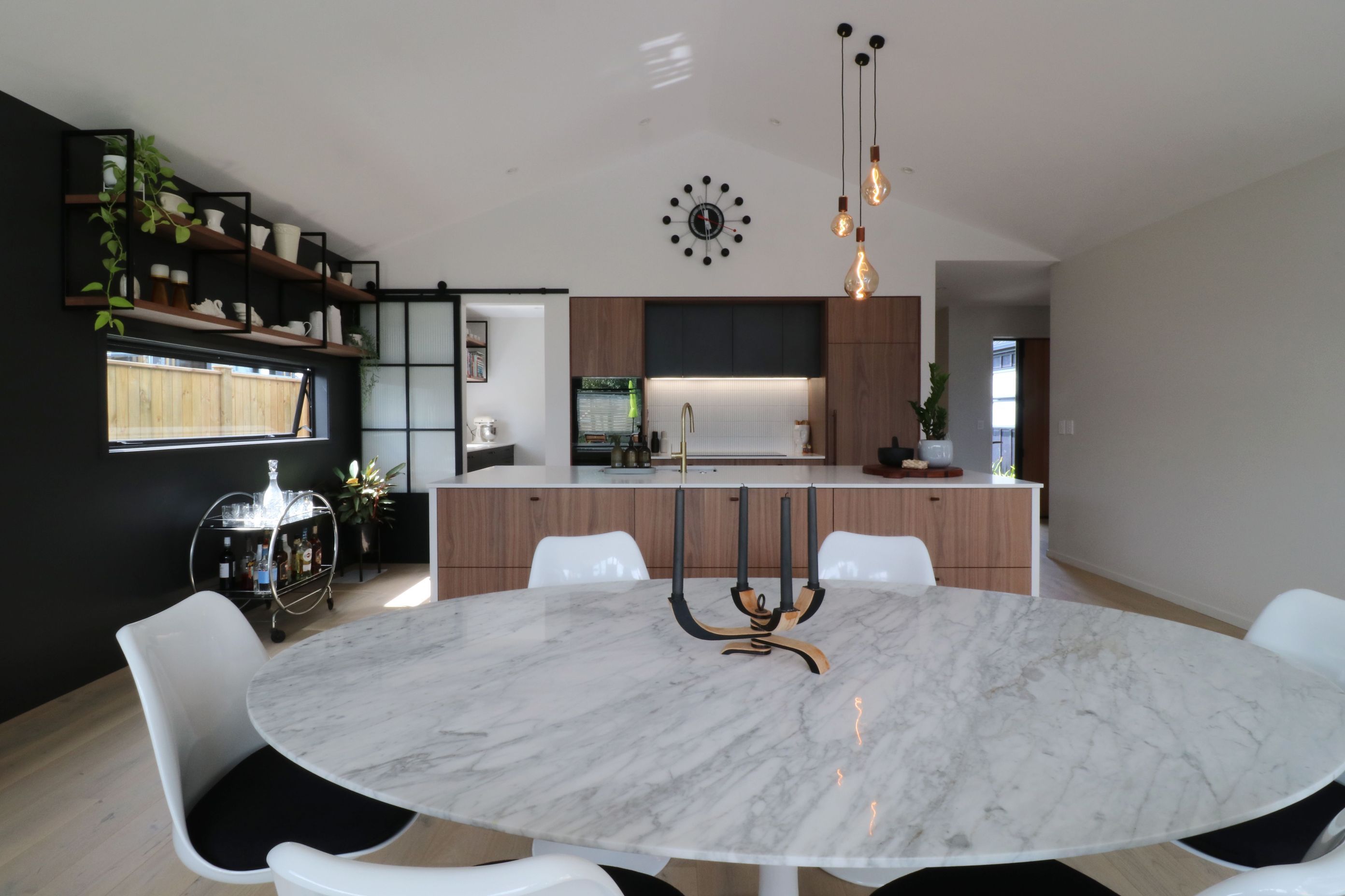 Walnut Veneer with Dark Cabinetry