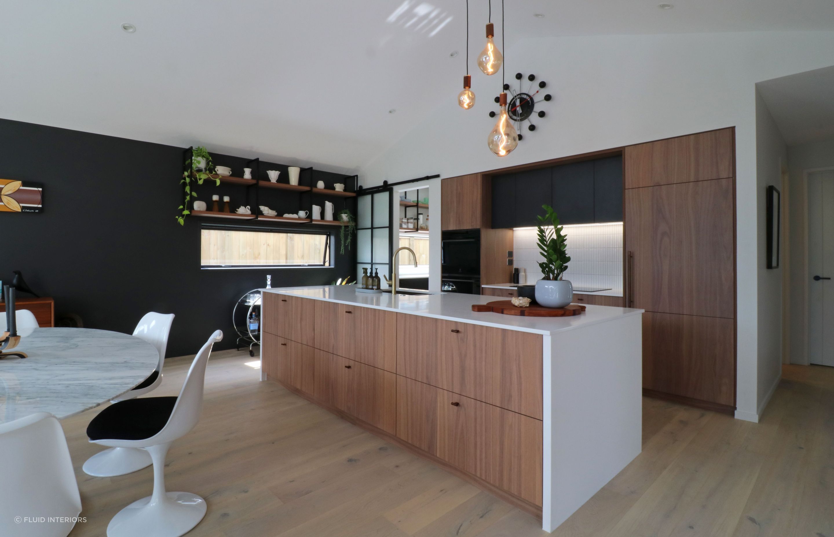 Walnut Veneer with Dark Cabinetry